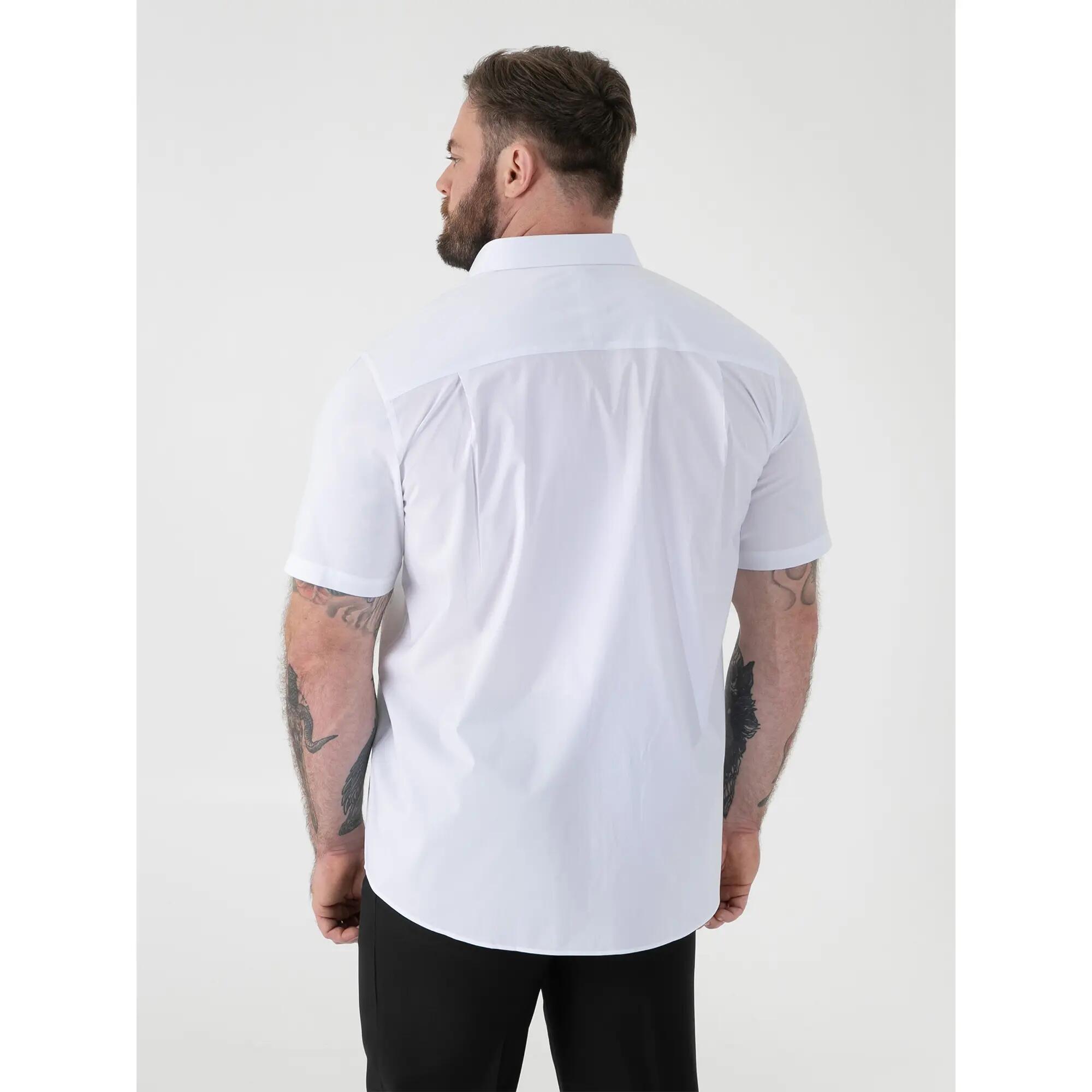 Camicia Elasticizzato Kingsize Maniche Corte Uomo Duke D555 Lucas Bianco 4/6