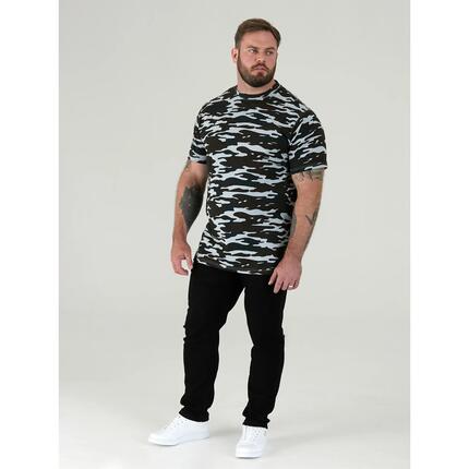 D555 Tshirt Grande Taille Motif/style Camouflage GASTON Homme (Gris Camouflage)