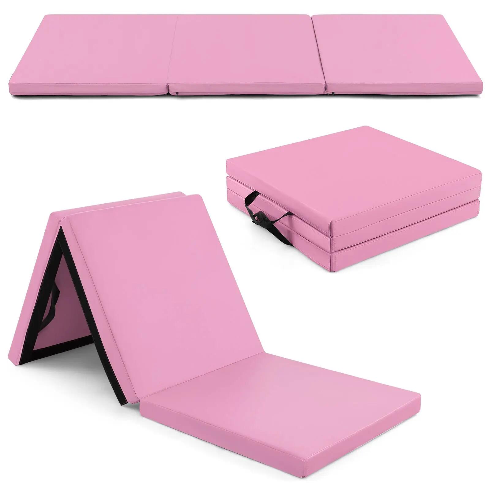 180x60cm Portable Gymnastics Mat 3-Fold Tumbling Mat w/Handles