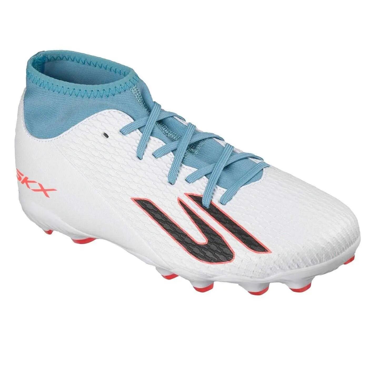 Chaussures De Foot Pour Terrain Ferme SKX Enfant (Blanc / Bleu) 4/5