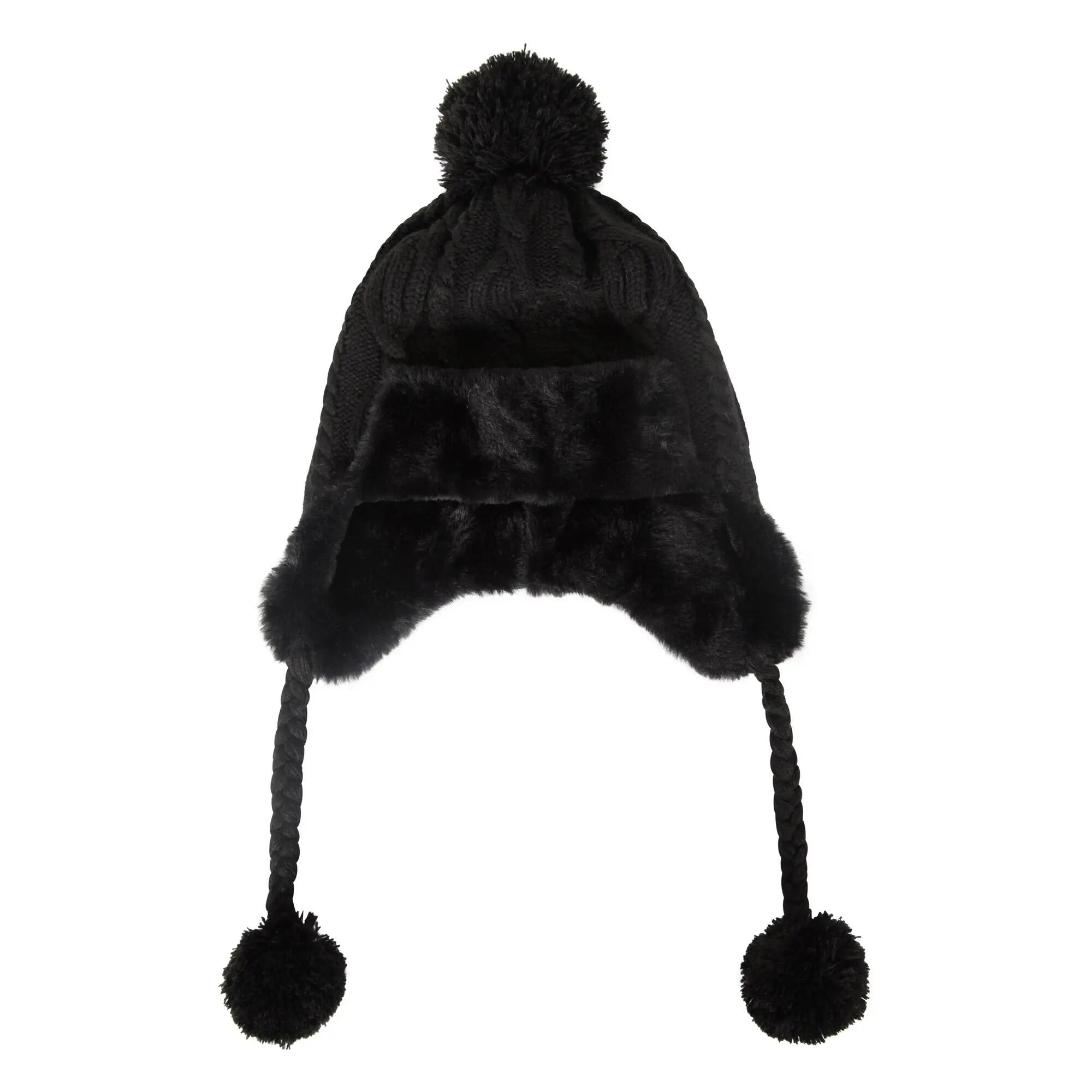 Womens/Ladies Sierra Knitted Thermal Bomber Hat (Black) 6/6