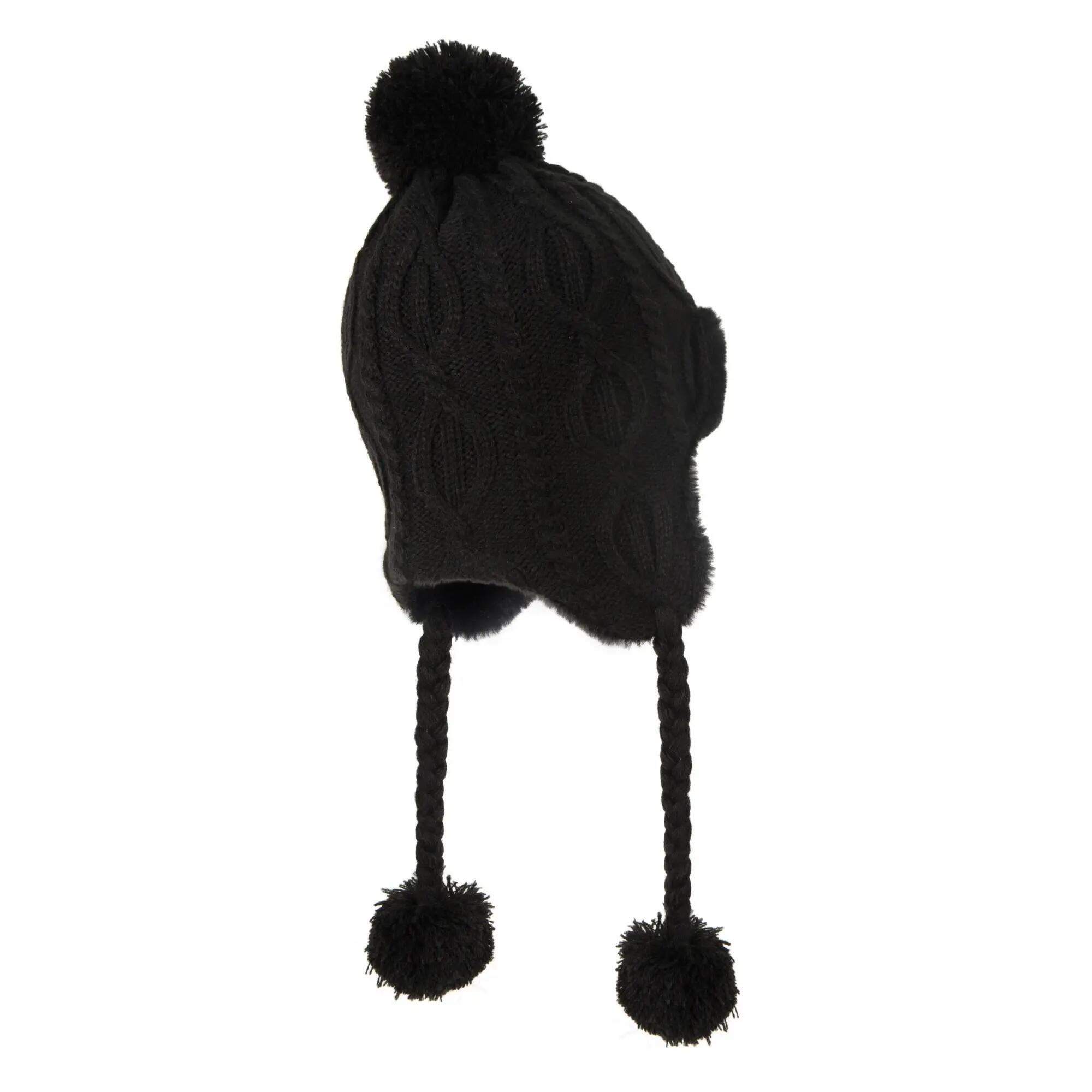 Womens/Ladies Sierra Knitted Thermal Bomber Hat (Black) 5/6