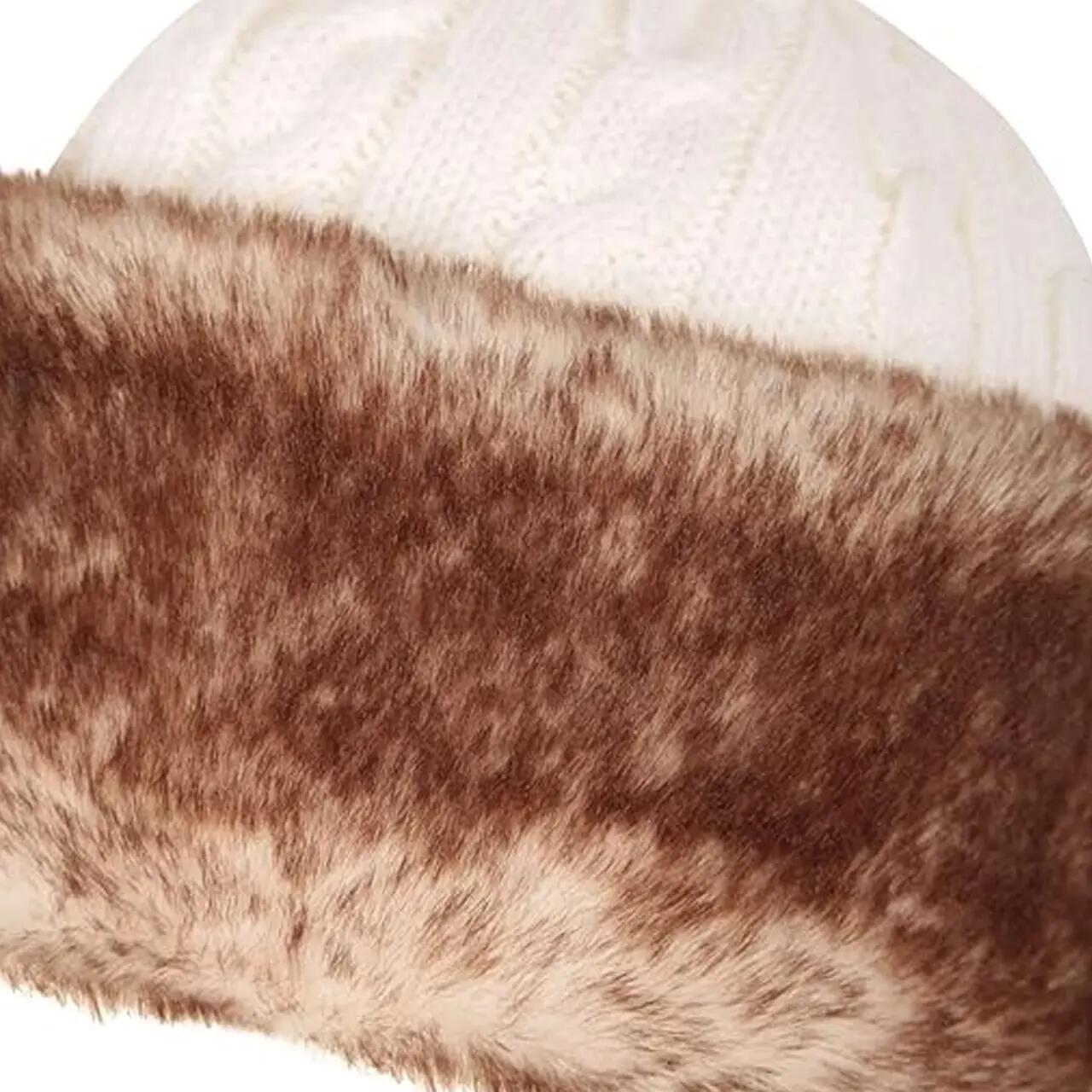 Wintermütze für Damen Cremefarbe 4/4