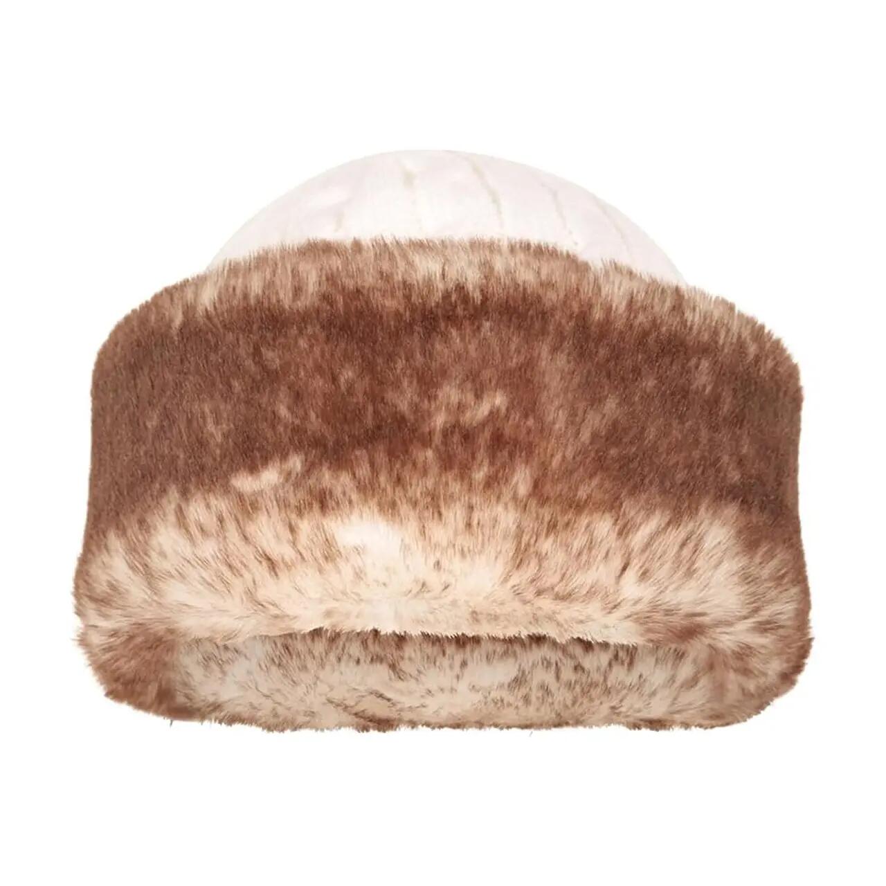 Wintermütze für Damen Cremefarbe 3/4