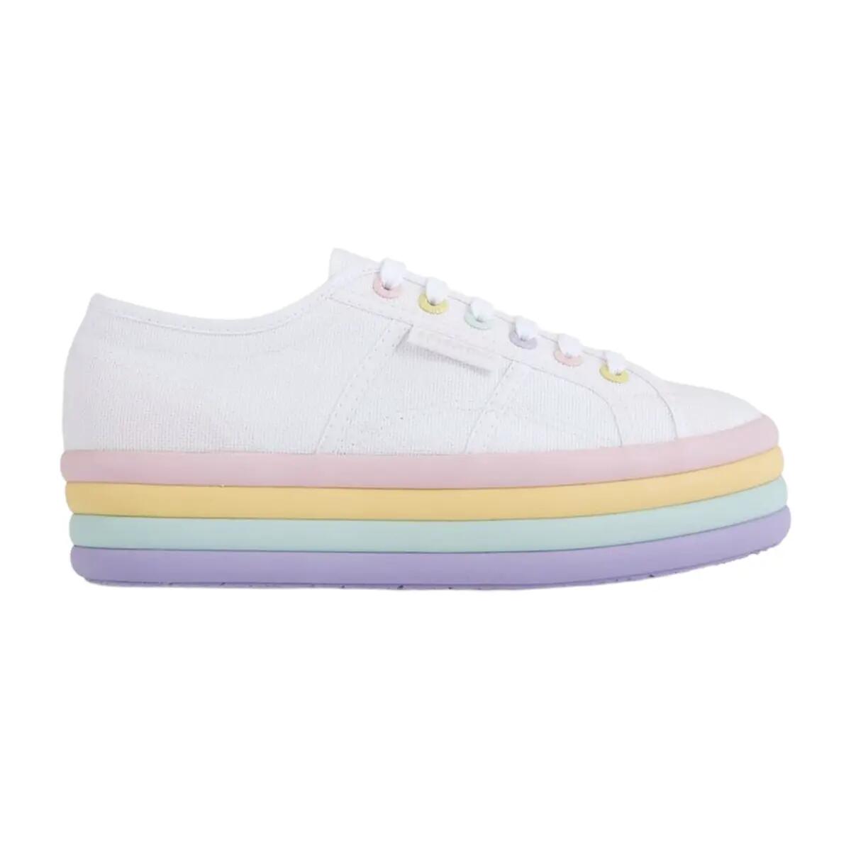 Baskets CANDY Femme (Blanc / Violet Clair / Rose Clair) 3/5