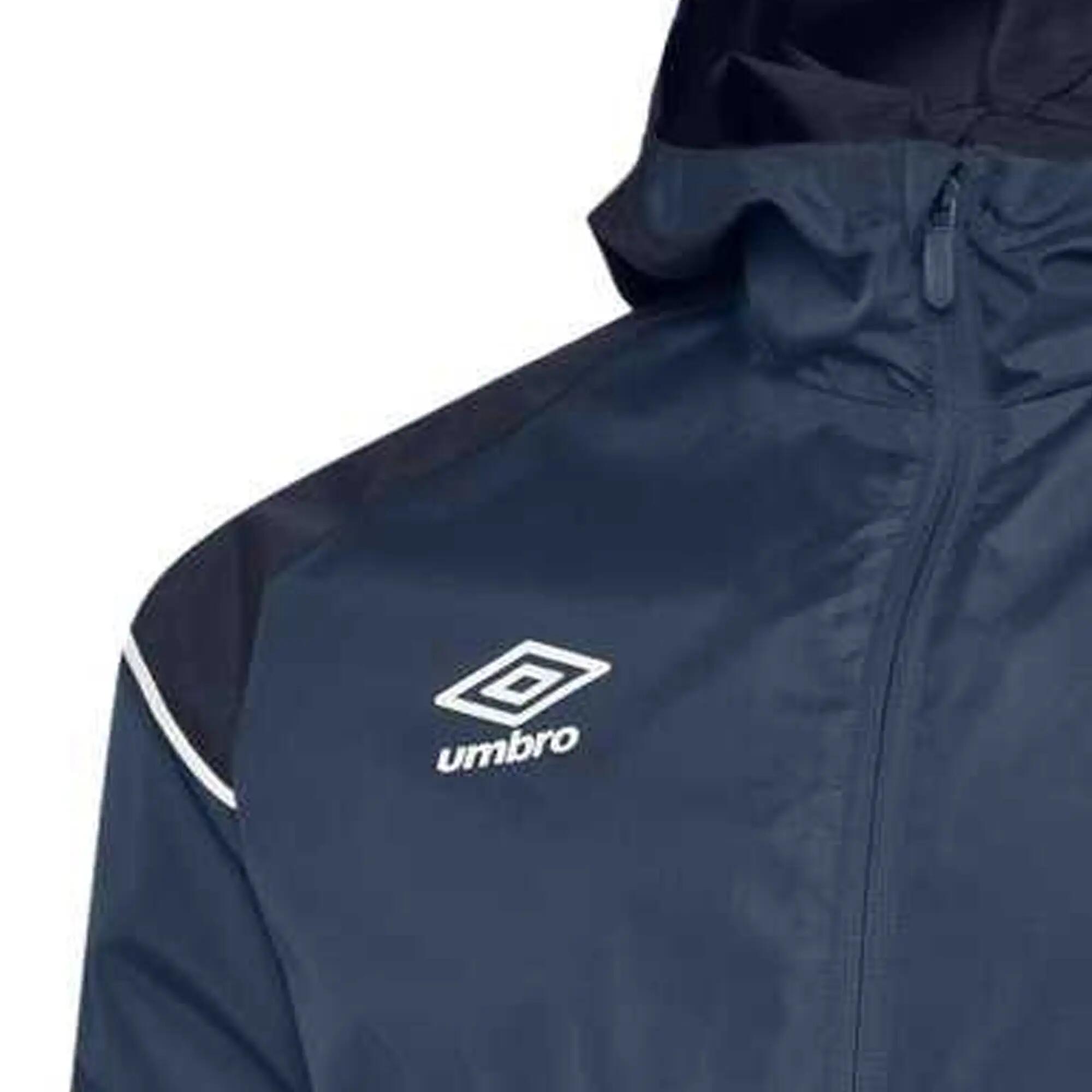 Giacca Impermeabile Con Cappuccio Bambini Umbro Blu Navy Caban Bianco Brillante 4/4