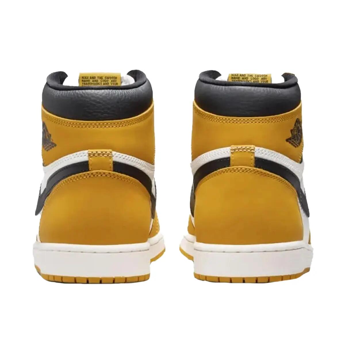 Volwassen Adult Air Jordan 1 Leather HighTop Trainers (Geel/zwart/wit) 2/4