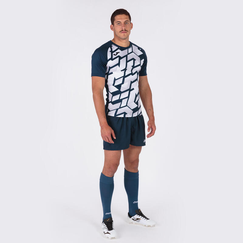 Maillot manches courtes rugby Homme Joma Myskin iii bleu marine blanc