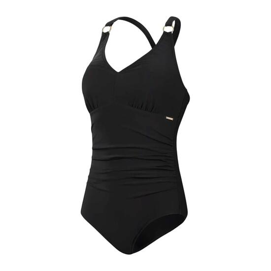 Maillot De Bain 1 Pièce Col V SHAPING Femme (Noir)