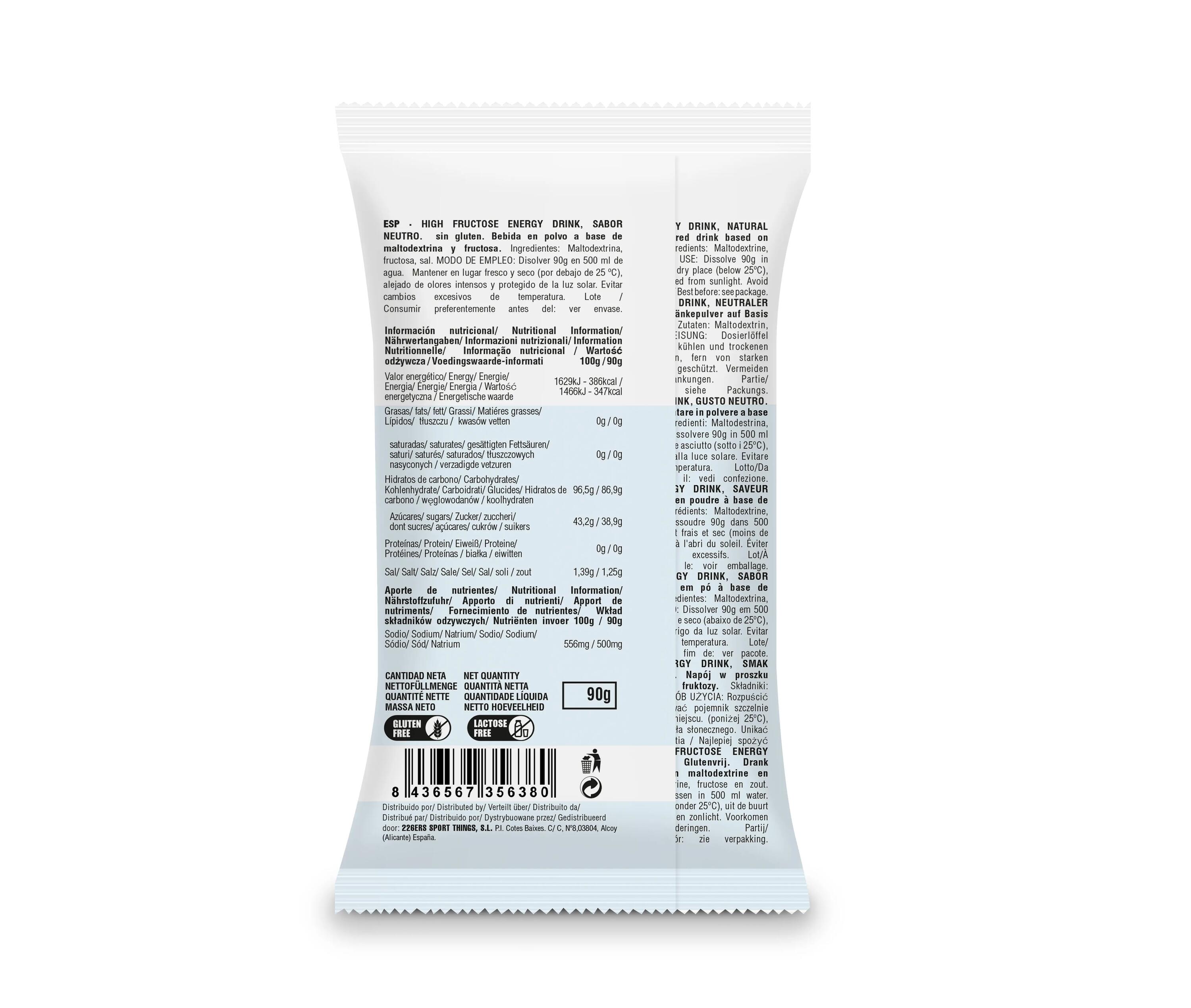 HIGH FRUCTOSE ENERGY DRINK 90g MONODOSE NEUTRAL 2/4