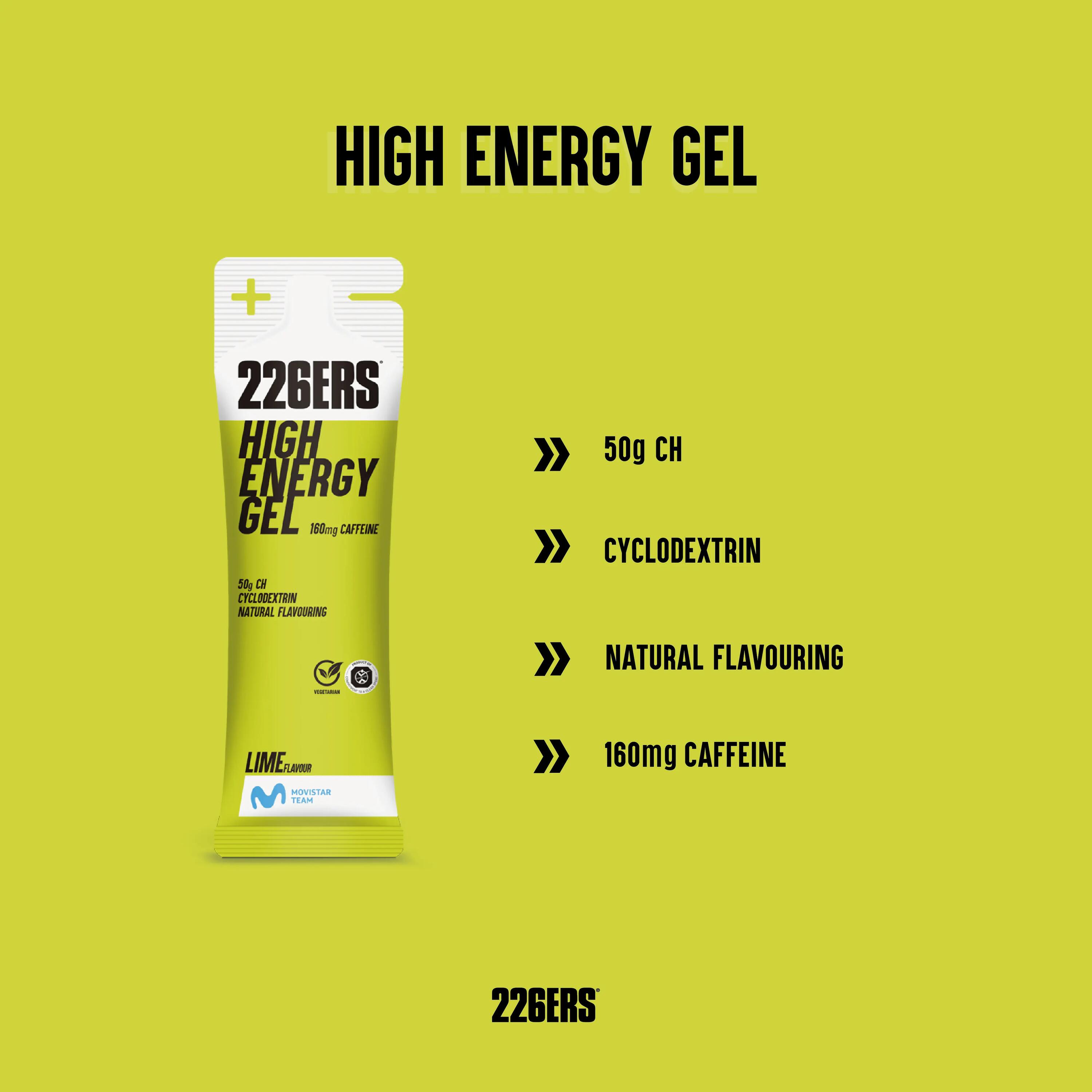HIGH ENERGY GEL Pack 6x76g CAFFEINE 160mg LIME 3/6