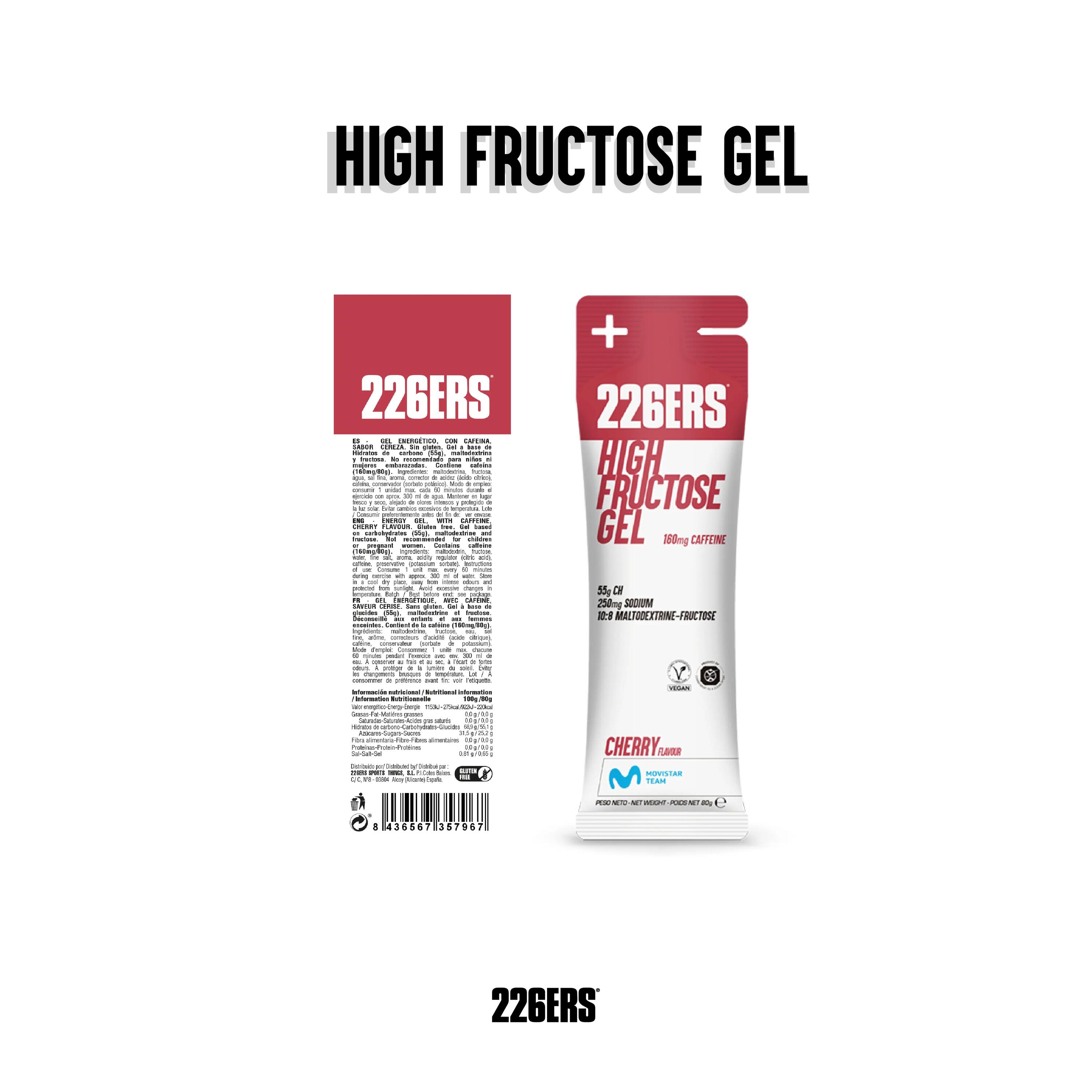 HIGH FRUCTOSE GEL Pack 6x80g CAFFEINE 160mg CHERRY 2/7