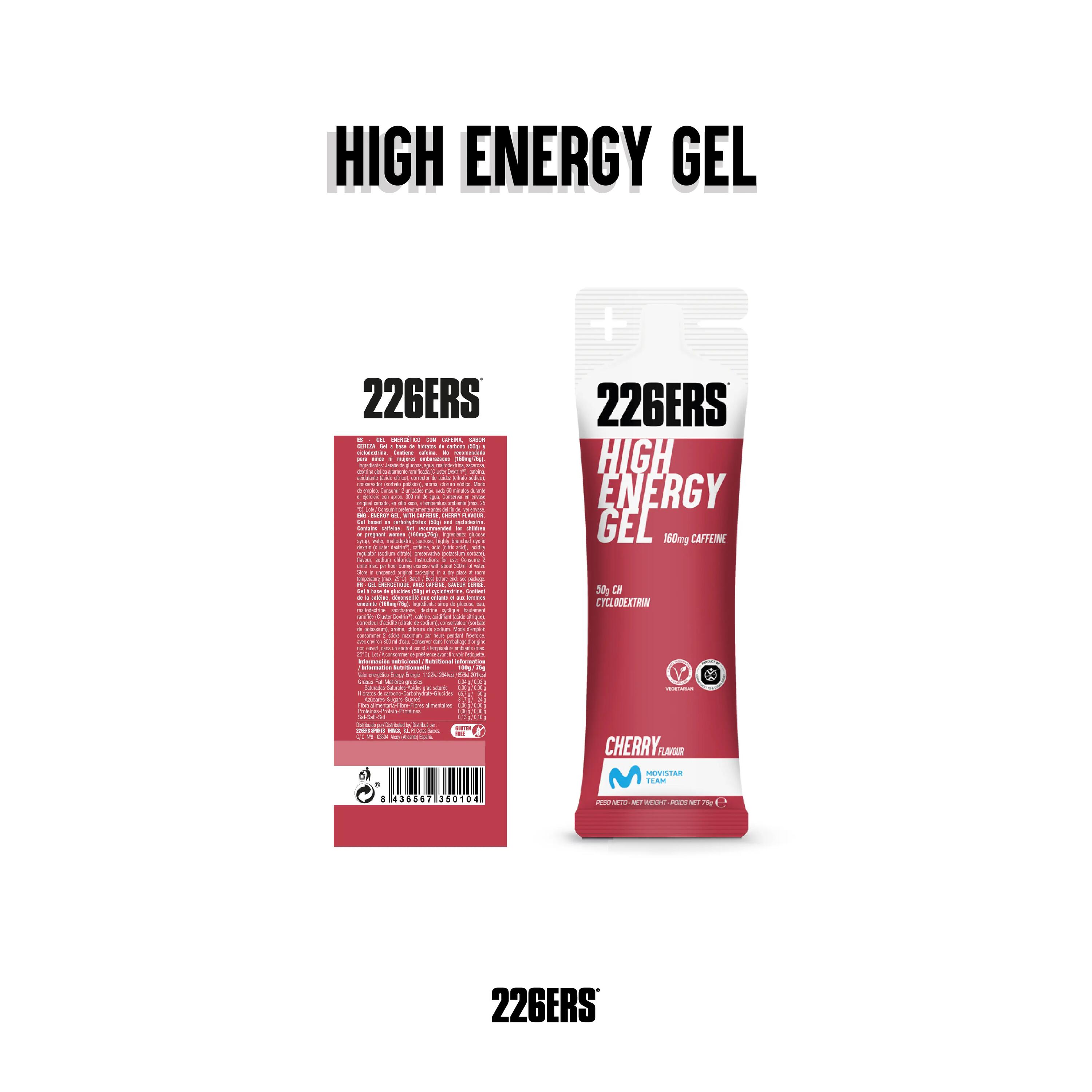 HIGH ENERGY GEL 24x76g CHERRY 160mg CAFFEINE 2/7