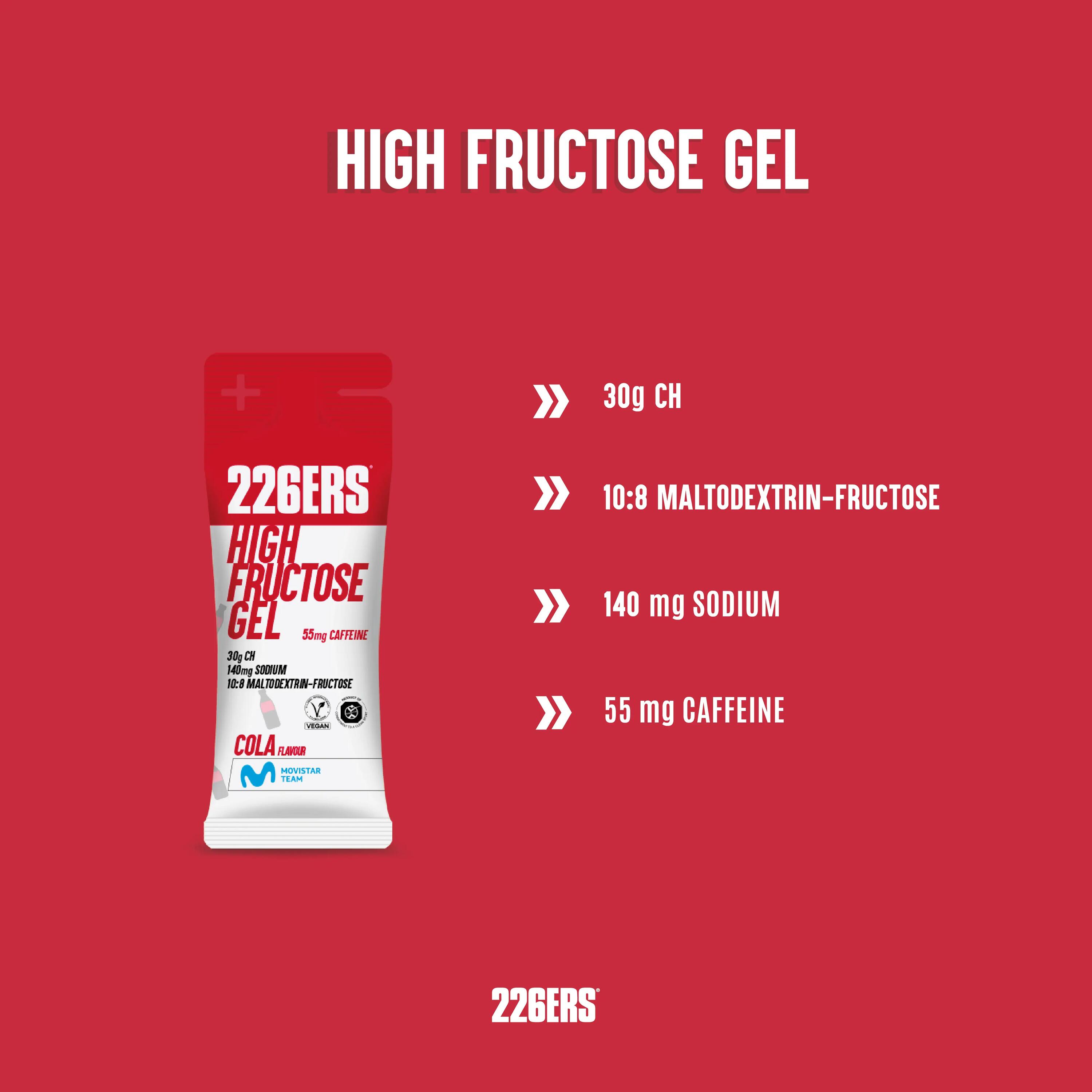 HIGH FRUCTOSE GEL 32x44g COLA 100mg CAFFEINE 3/6