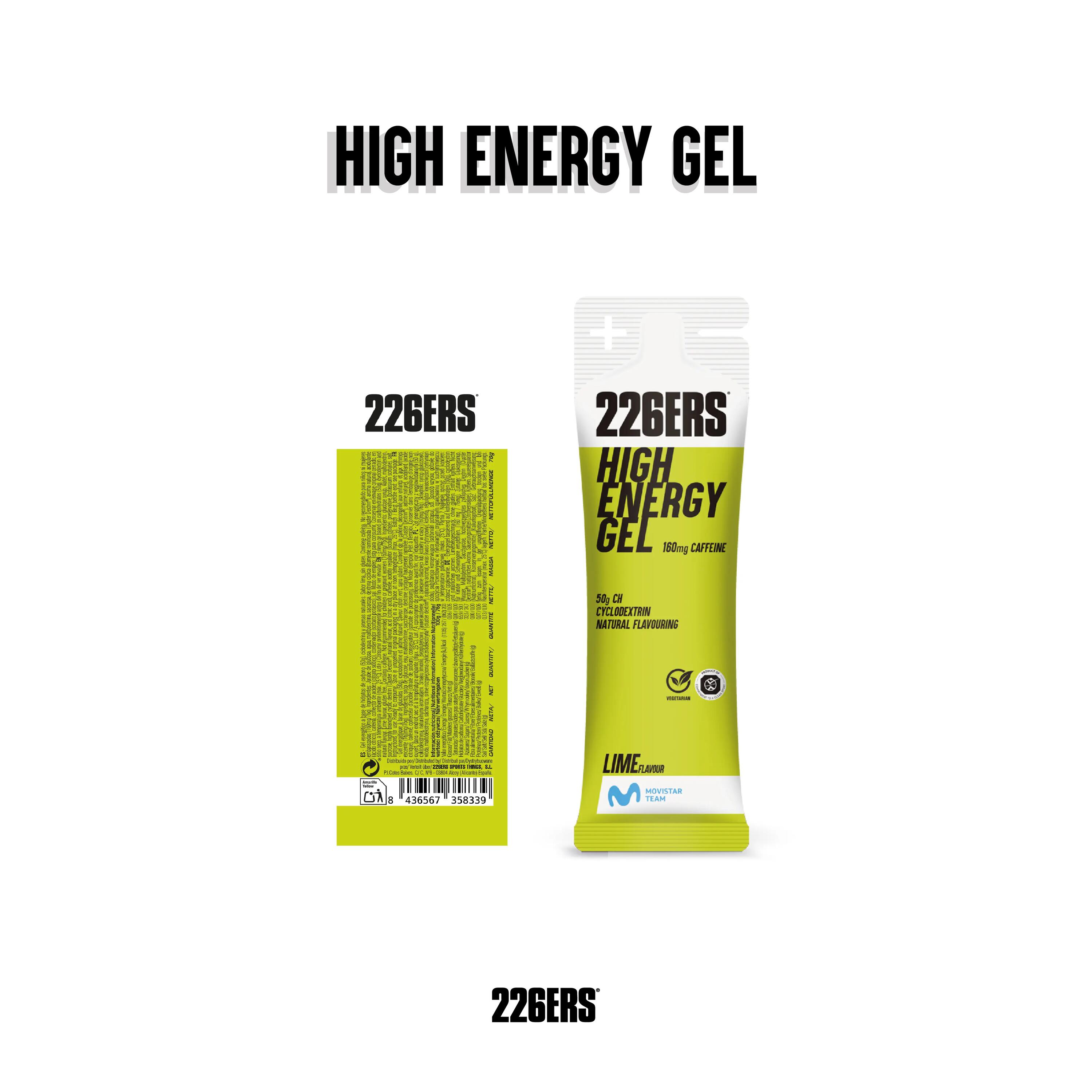 HIGH ENERGY GEL Pack 6x76g CAFFEINE 160mg LIME 2/6