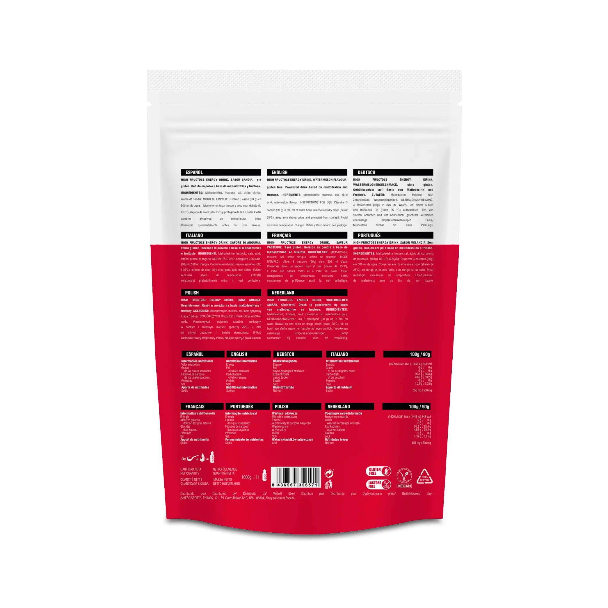 HIGH FRUCTOSE ENERGY DRINK 1Kg SOFT WATERMELON 2/6