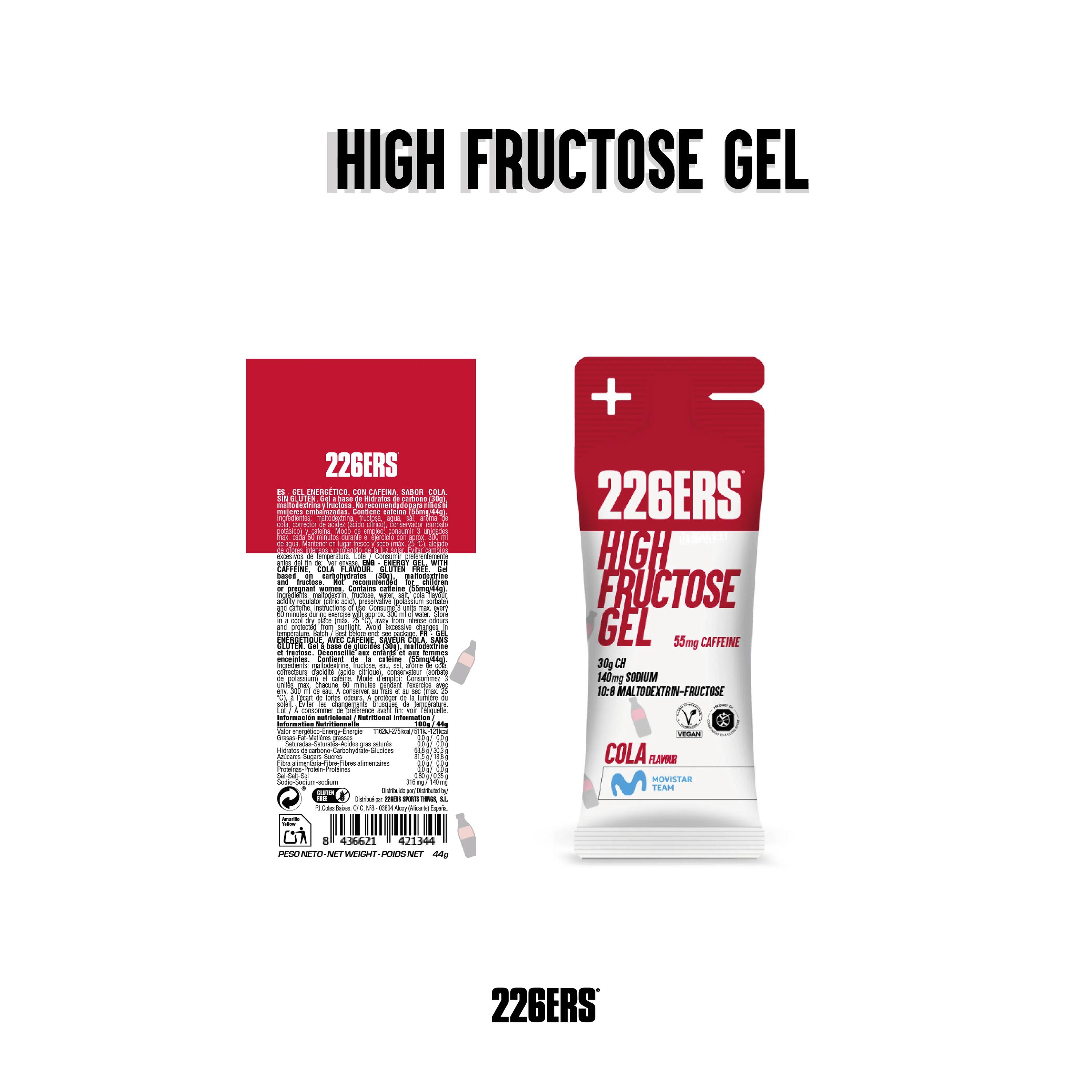 HIGH FRUCTOSE GEL 32x44g COLA 100mg CAFFEINE 2/6