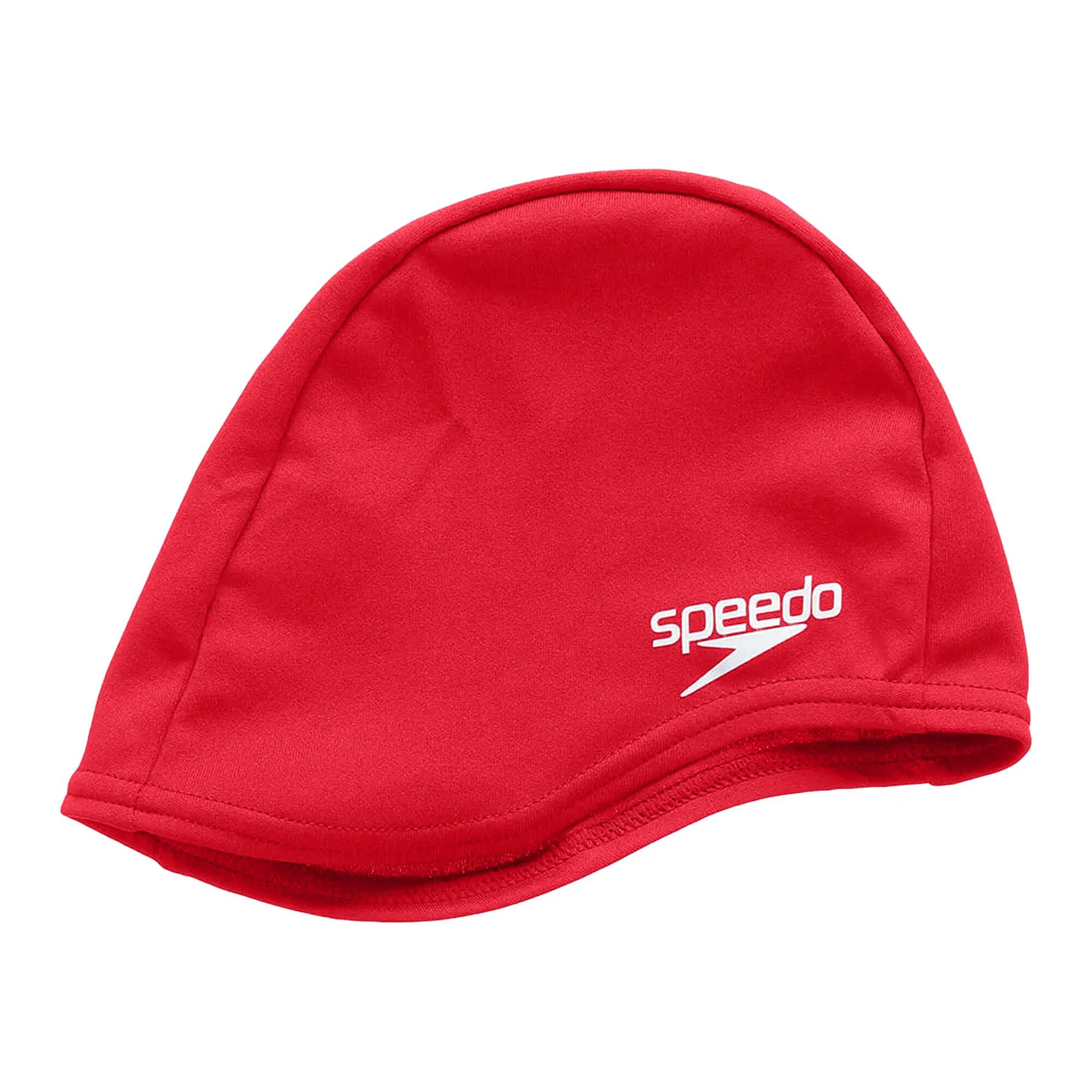 Unisex Adult Polyester Swim Cap (Red) 3/4