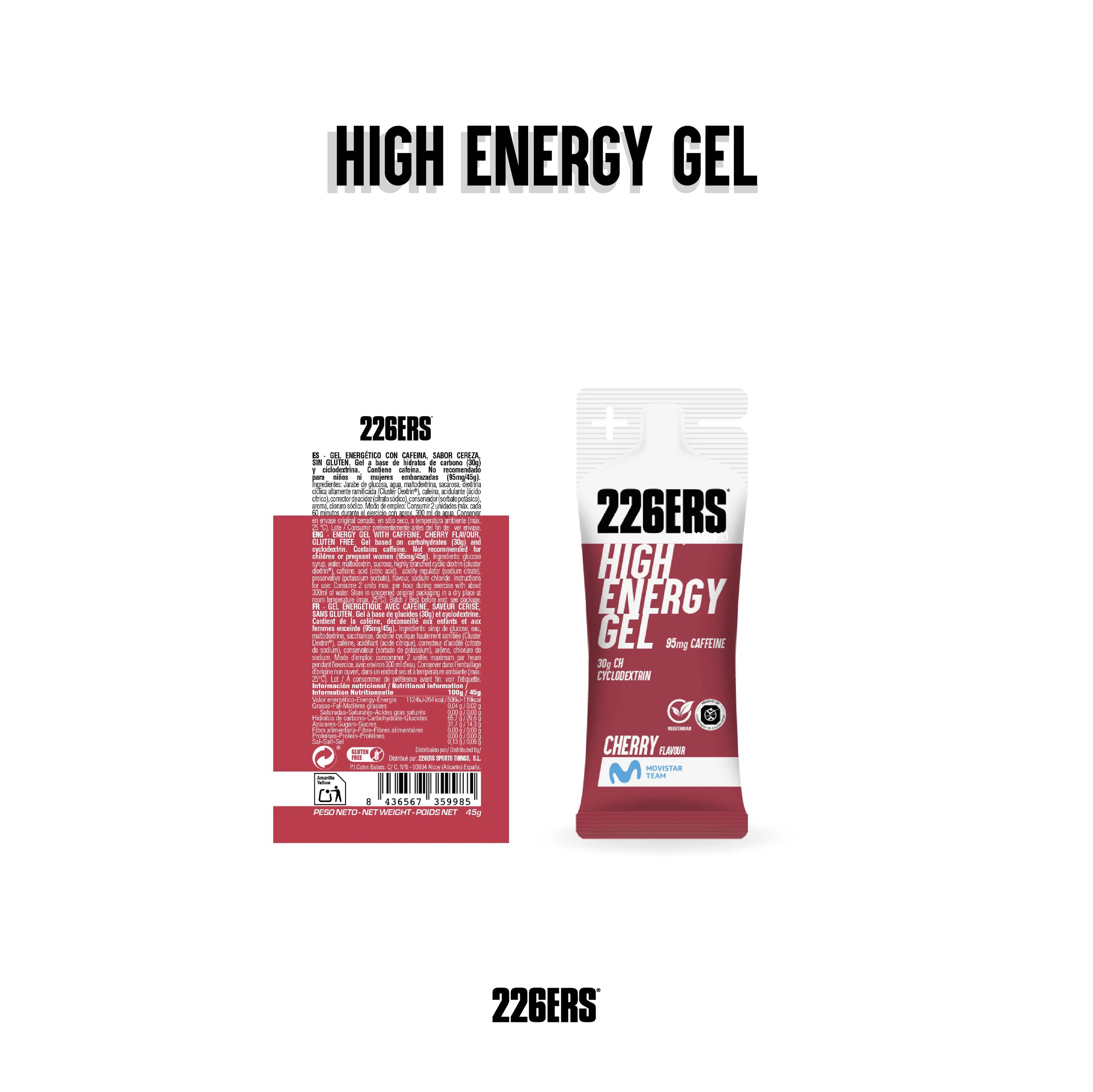 HIGH ENERGY GEL 32x45g CAFFEINE 95mg CHERRY 2/5