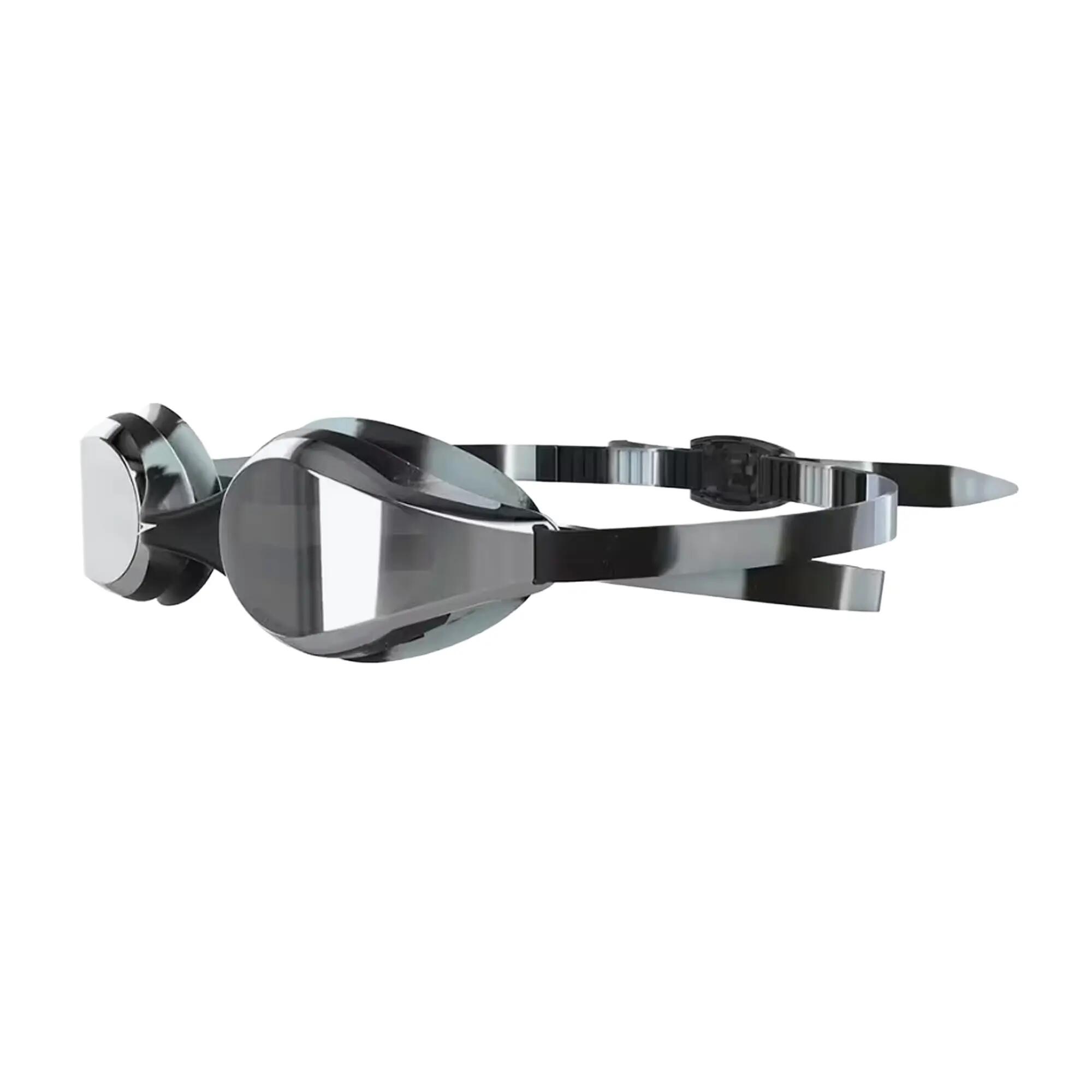 HYPER FLYER Kinder-Schwimmbrille Silber/Schwarz mit verspiegelten Gläsern 3/4
