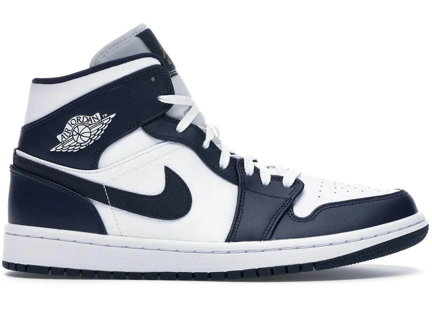 Chaussures - Lifestyle - Mixte - Air Jordan 1 Mid - Blanc/Metallic Gold/Obsidian 2/3