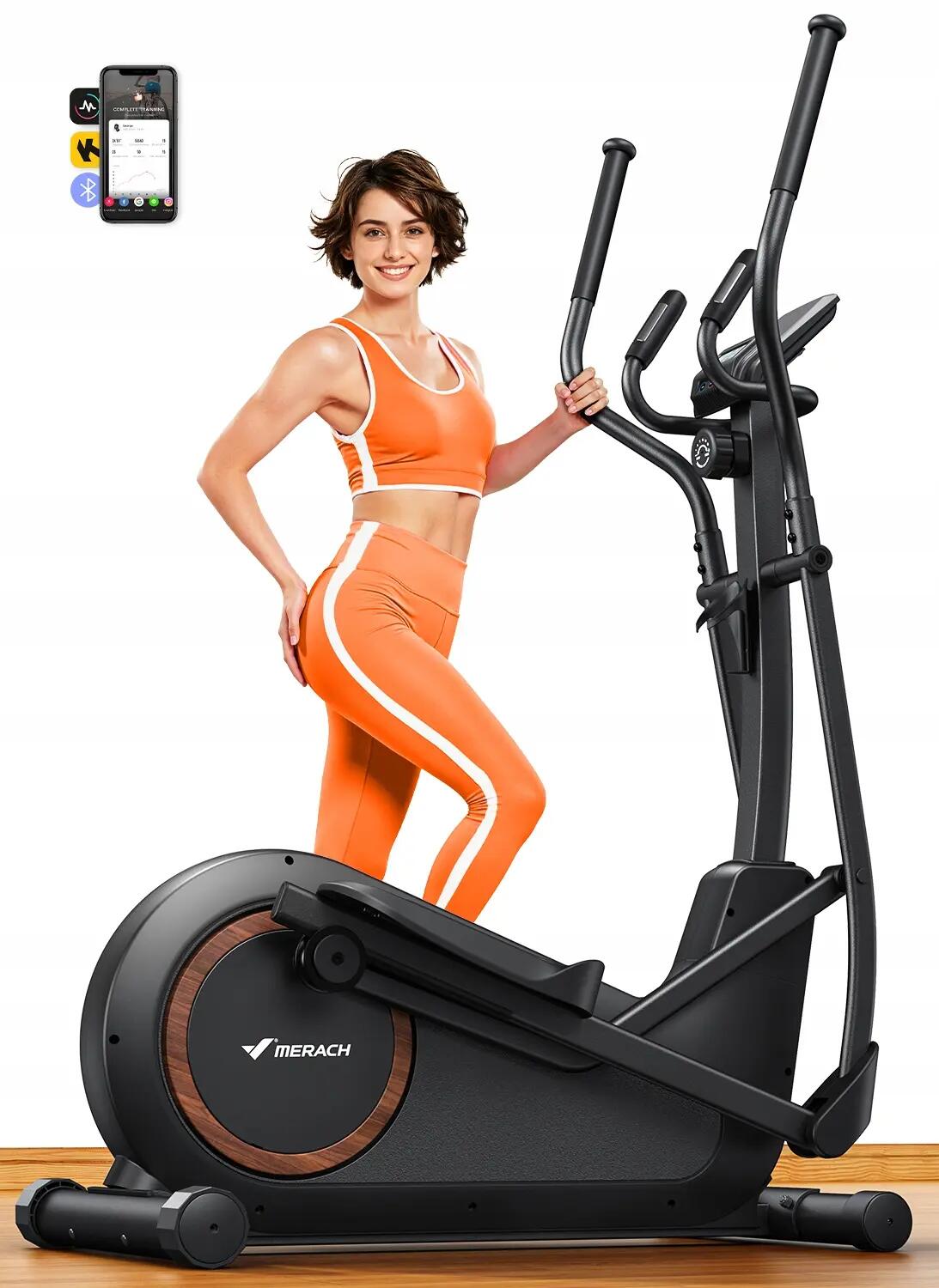 Vélo elliptique Merach 16 niveaux, foulée 42 cm , 150 kg 3/7
