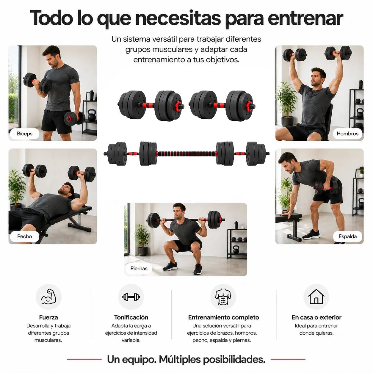 Manubri regolabili con barra multifunzione 30 kg 7/7
