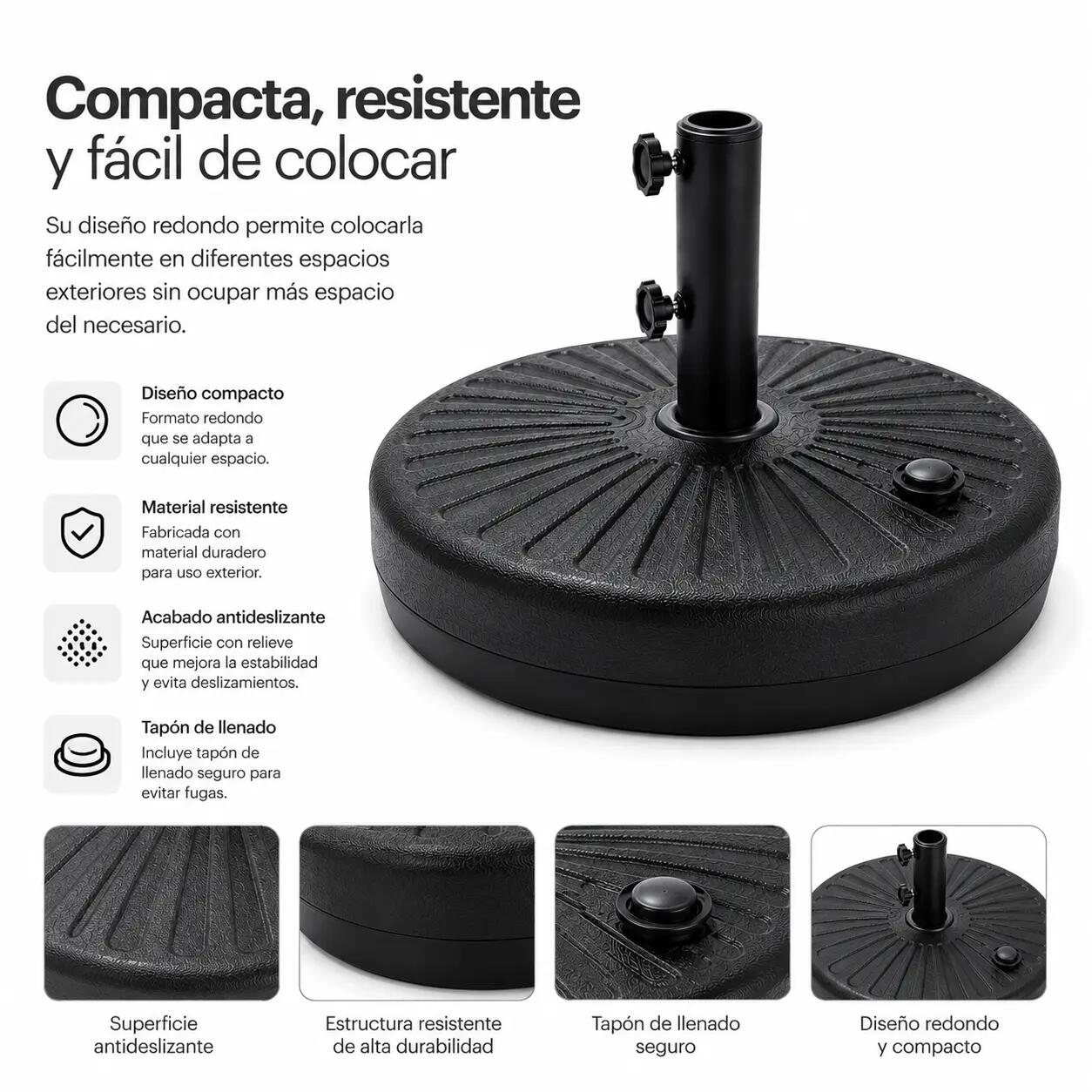 Base Para Sombrilla Rellenable 22 L Con Soporte Central 4/7