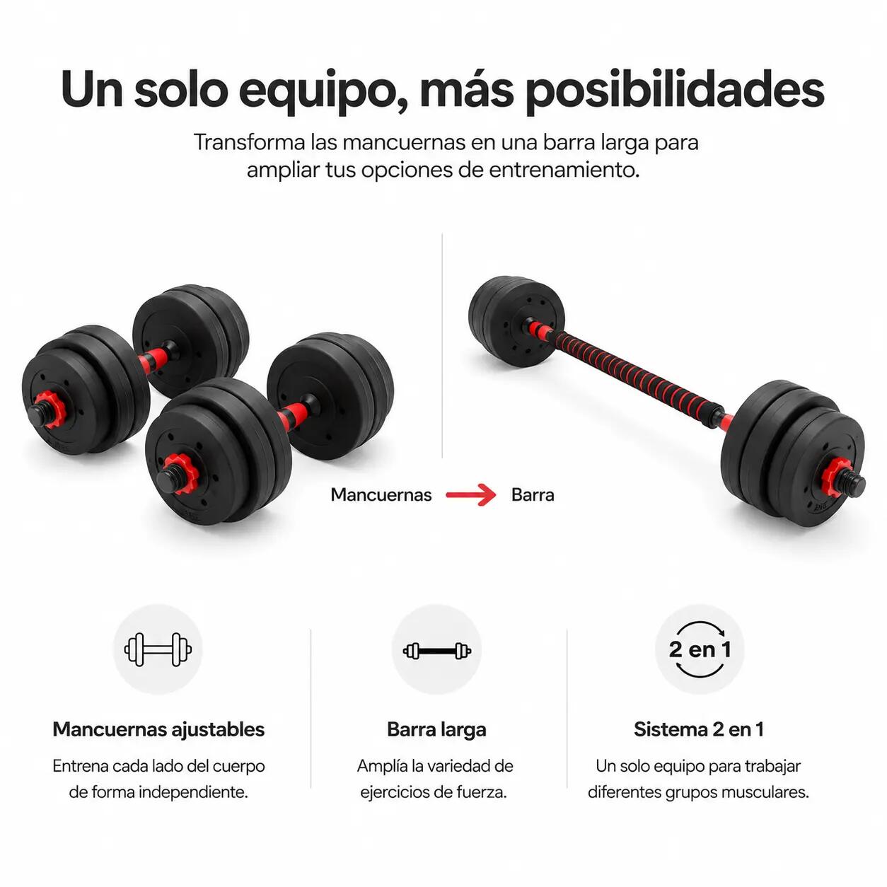 Manubri regolabili con barra multifunzione 30 kg 4/7