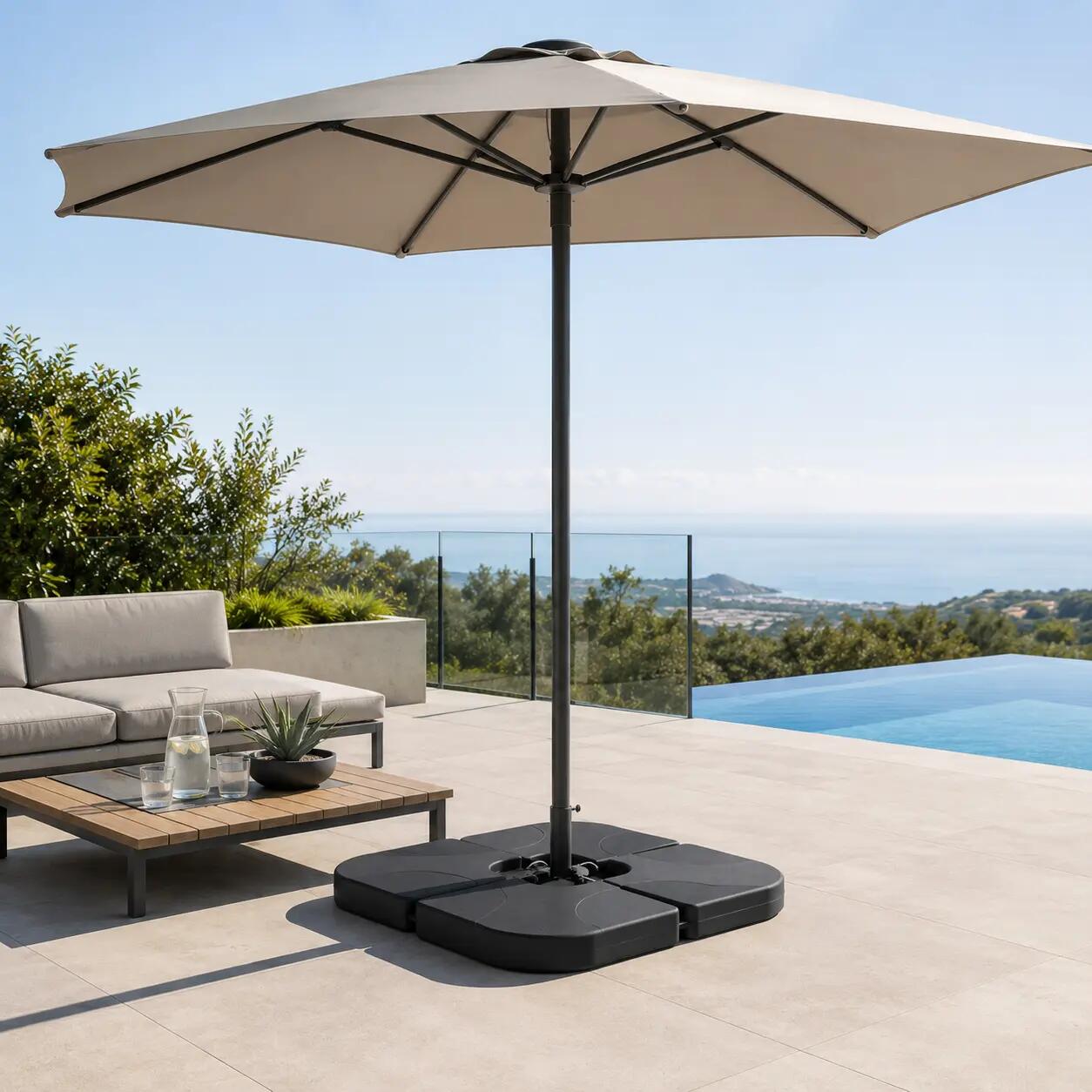 Base modulaire pour parasol 4 pièces remplissable noire 2/7