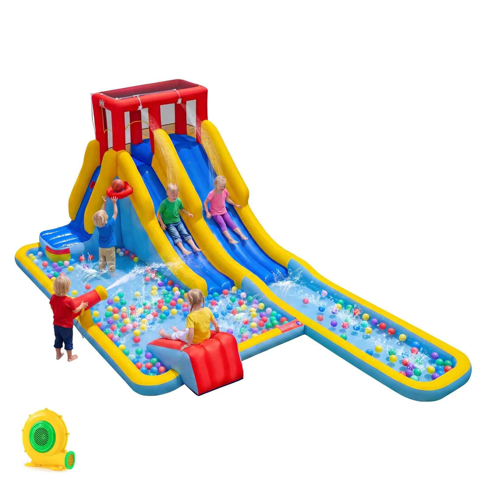 7-in-1 Inflatable Water Park Dual Slide Bounce Castle