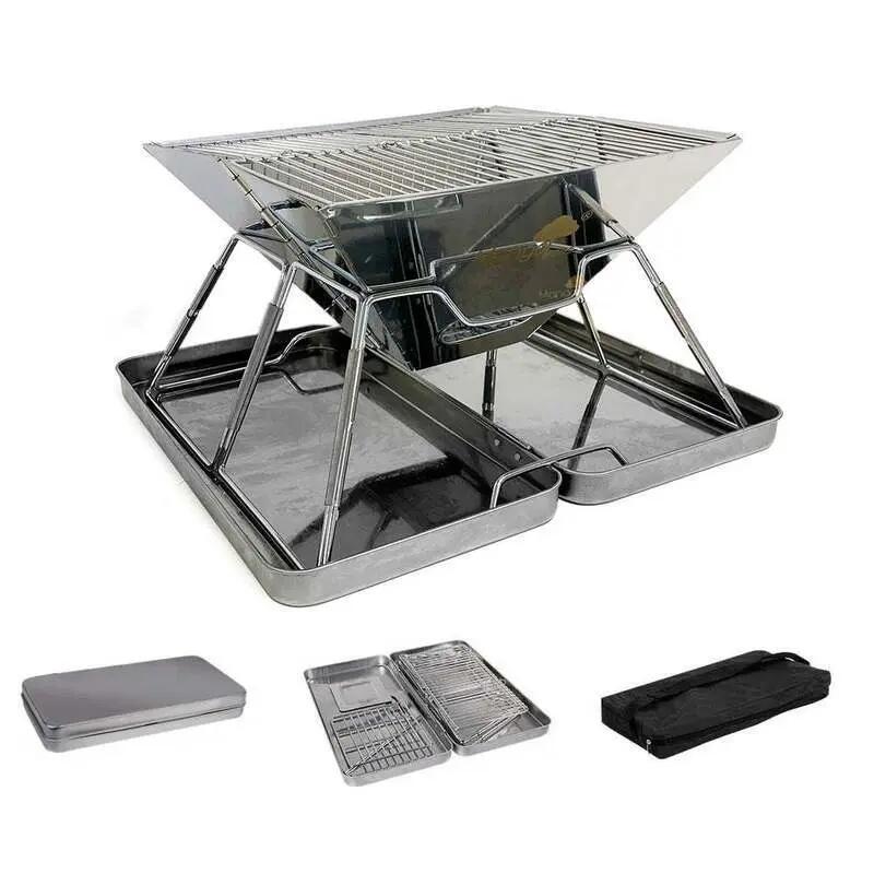 Stainless Steel Foldable Charcoal BBQ Grill Portable