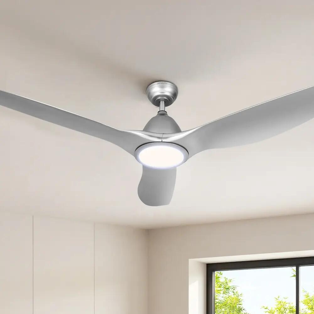 Devanti 64 Inch Ceiling Fan DC Motor w/Light w/Remote - Silver