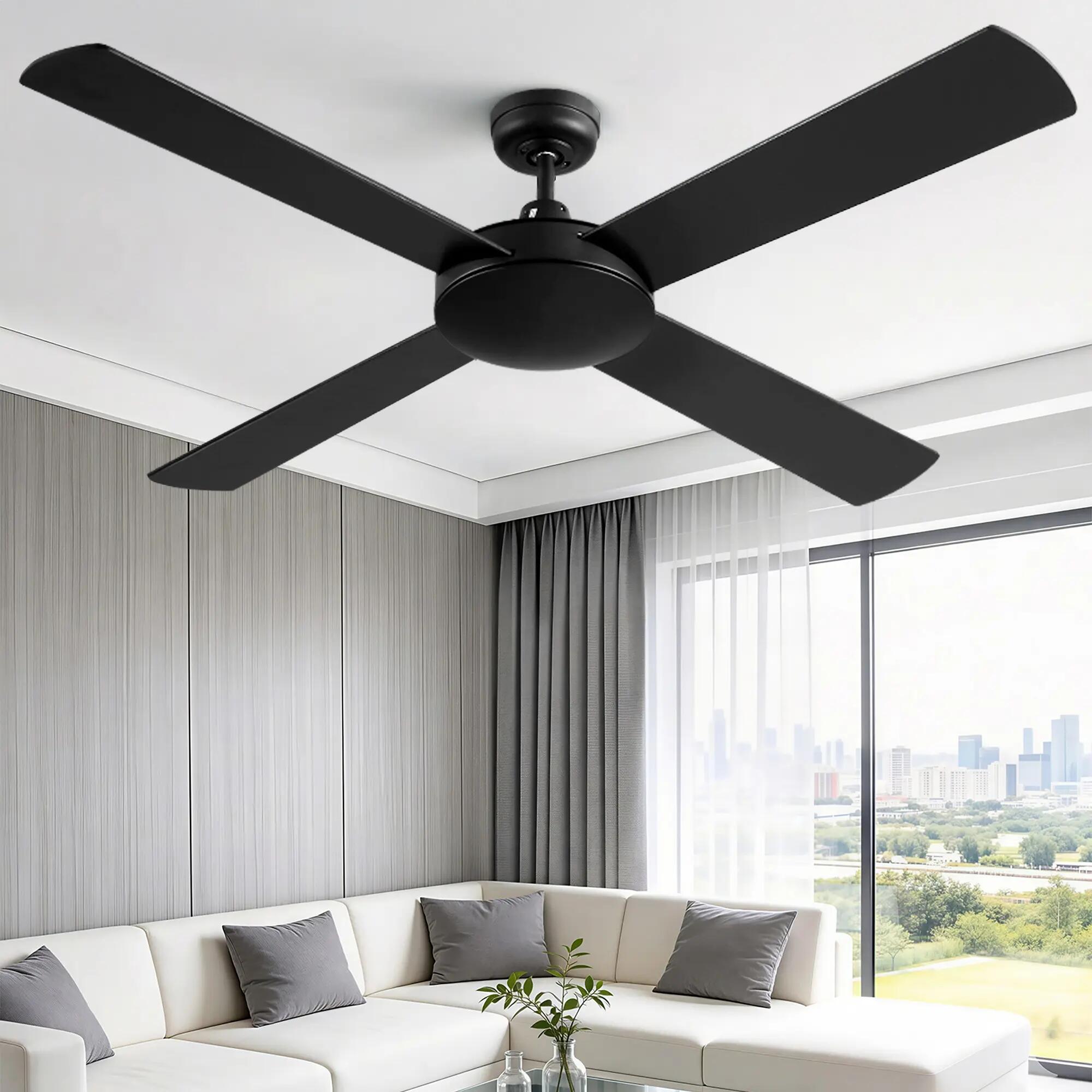 Devanti 52'' Ceiling Fan DC Motor 4 Blades w/Remote - Black