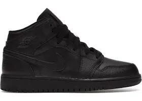 schoenen - basketbal - unisex - Air Jordan 1 Mid - mid-top, leer - triple black 2/4