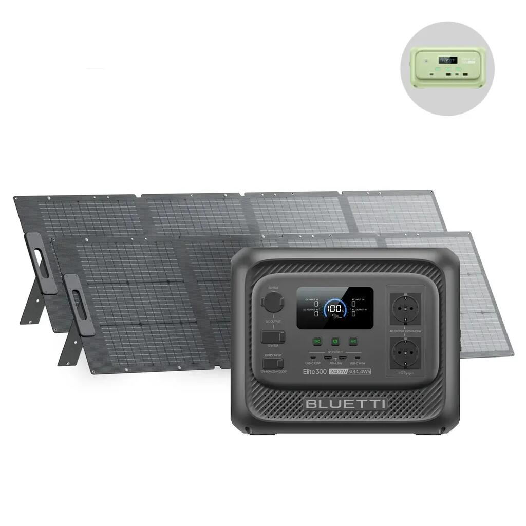 Elite 300 Solar Generator + 2×200W Solar Panels, 3014.4Wh for Home Backup, RV