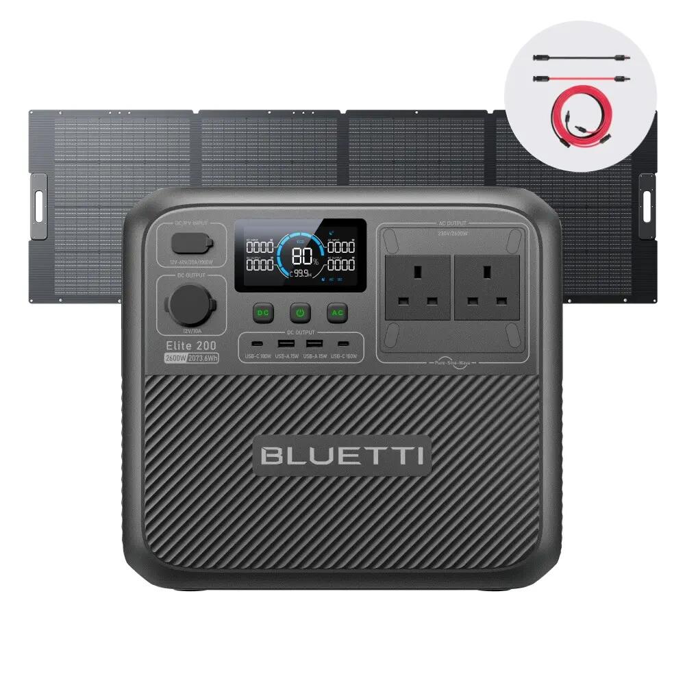 BLUETTI Elite 200 V2 solar generator with PV350, 2073Wh backup power for camping