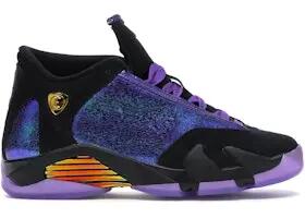 Chaussures - basket - enfants - rétro nubuck noir, accents violets - jordan 14 3/3