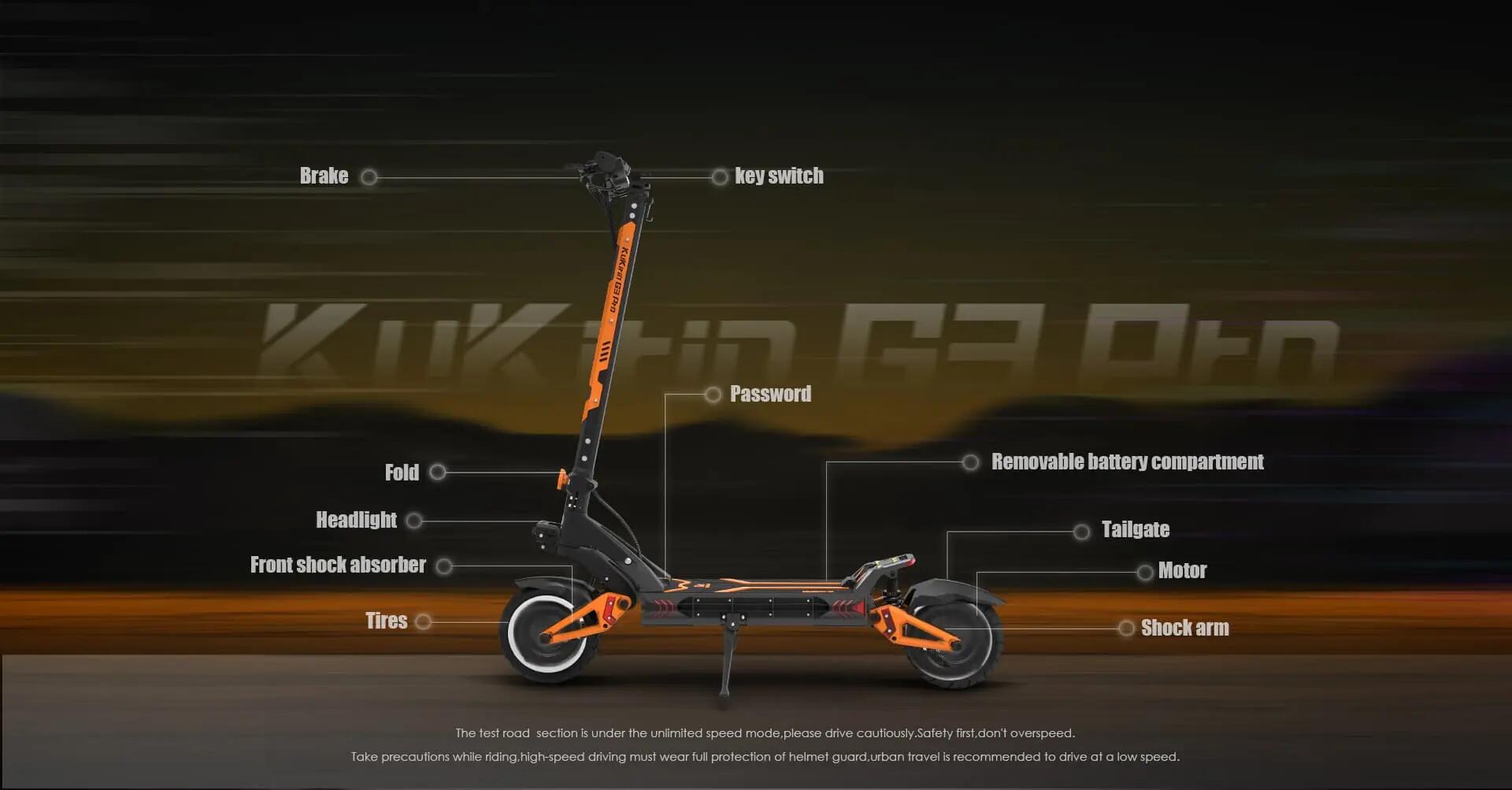 Patinete eléctrico Kukirin G2 Ultra 2 × 800W 48V plegable 5/12