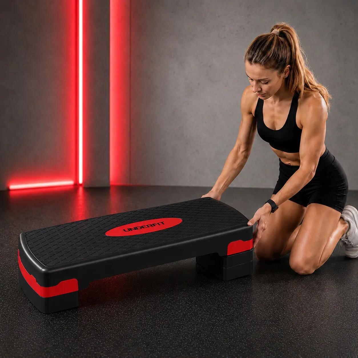 Step do ćwiczeń 3-stopniowy UNDERFIT PowerStep czerwony 6/6
