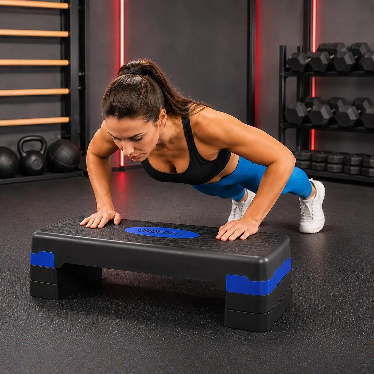 Step do ćwiczeń 3-stopniowy UNDERFIT PowerStep niebieski 4/6
