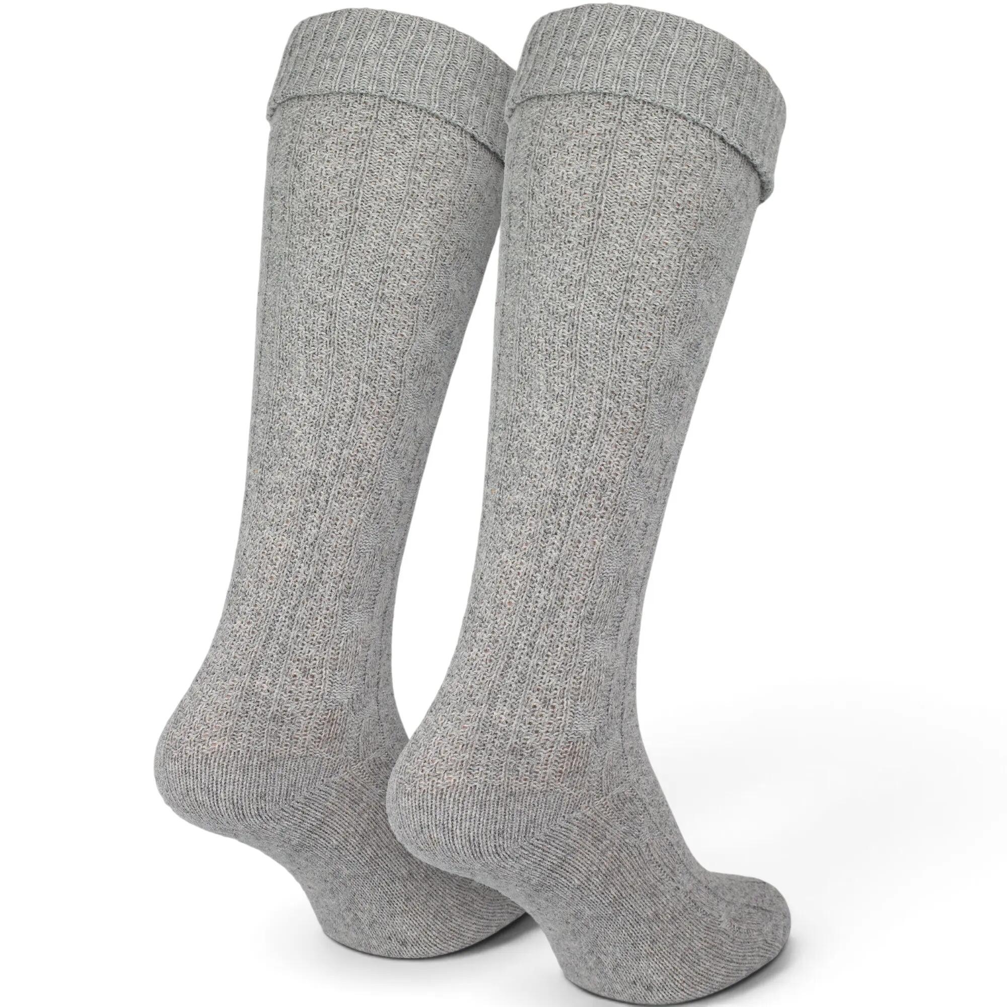 Kniestrümpfe | Trachtenstil | Damen & Herren | Grau 3/8