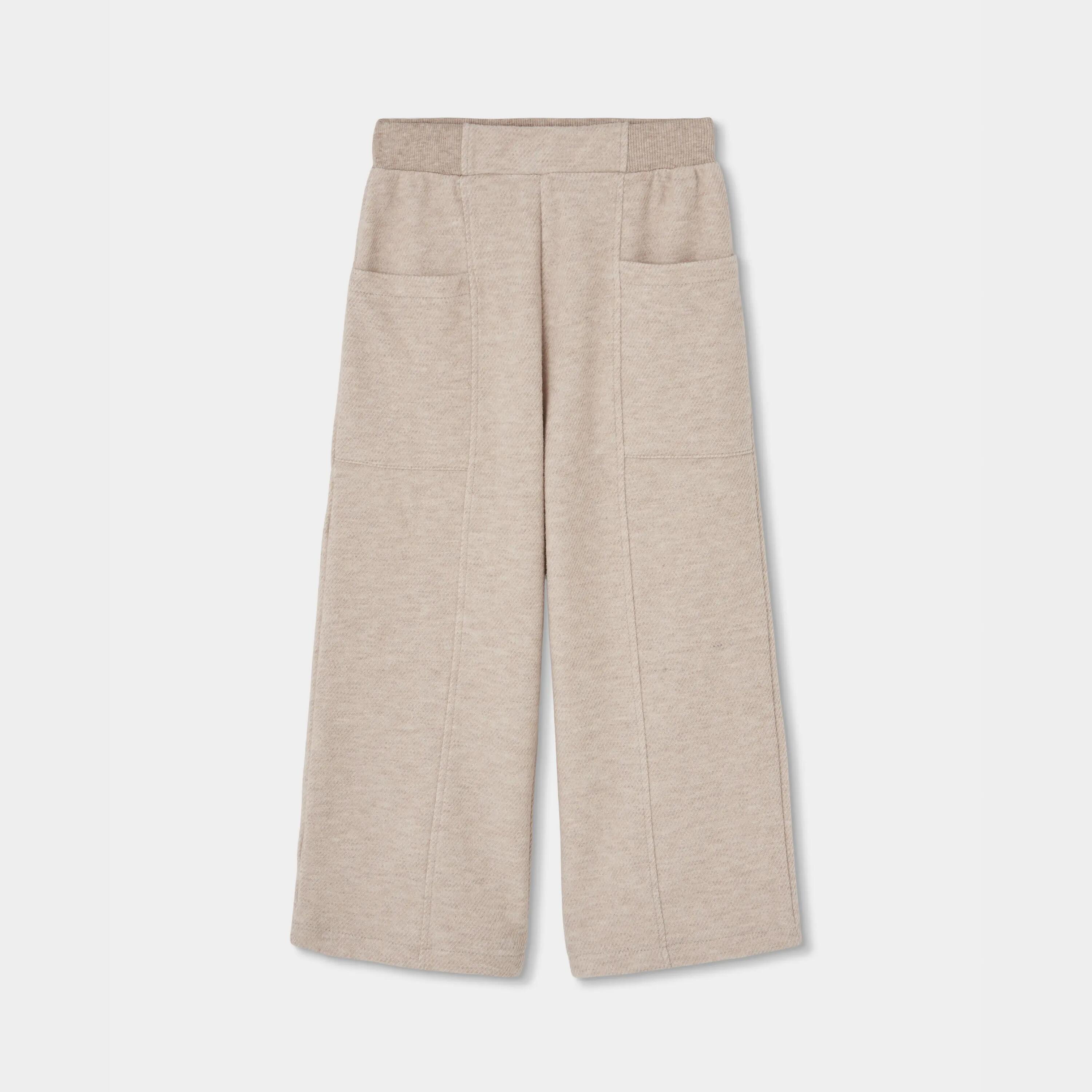 Pantalon fille en maille wide leg 1/4