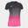 T-shirt manga curta running Mulher Joma Elite vii preto rosa fluorescente branco