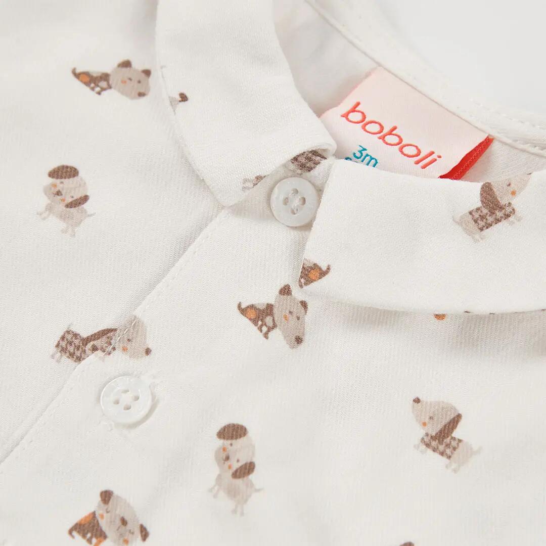Conjunto bebé niño beige estampado de perros 7/7