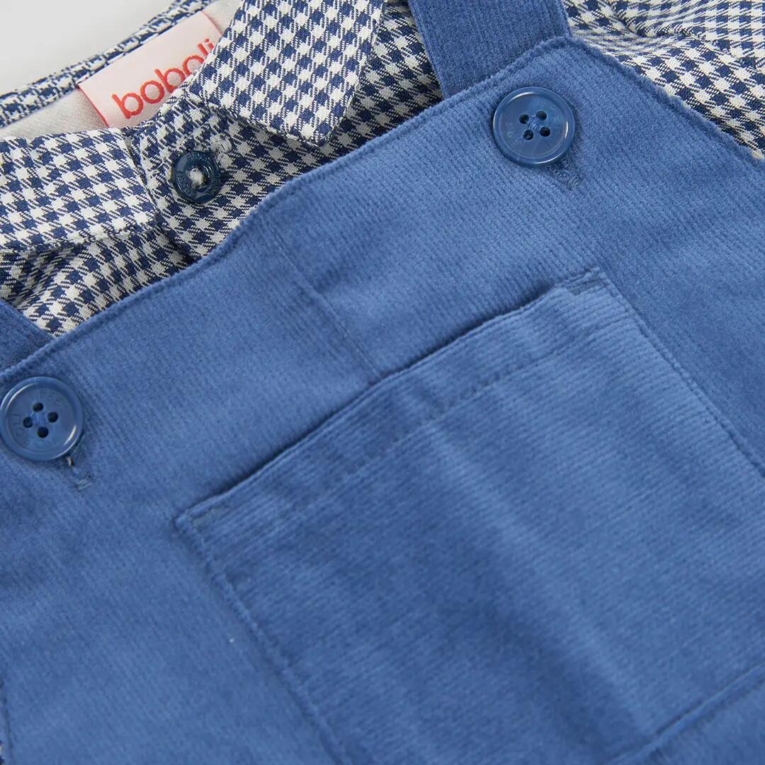 Conjunto bebé niño azul peto y camisa vichy 7/7