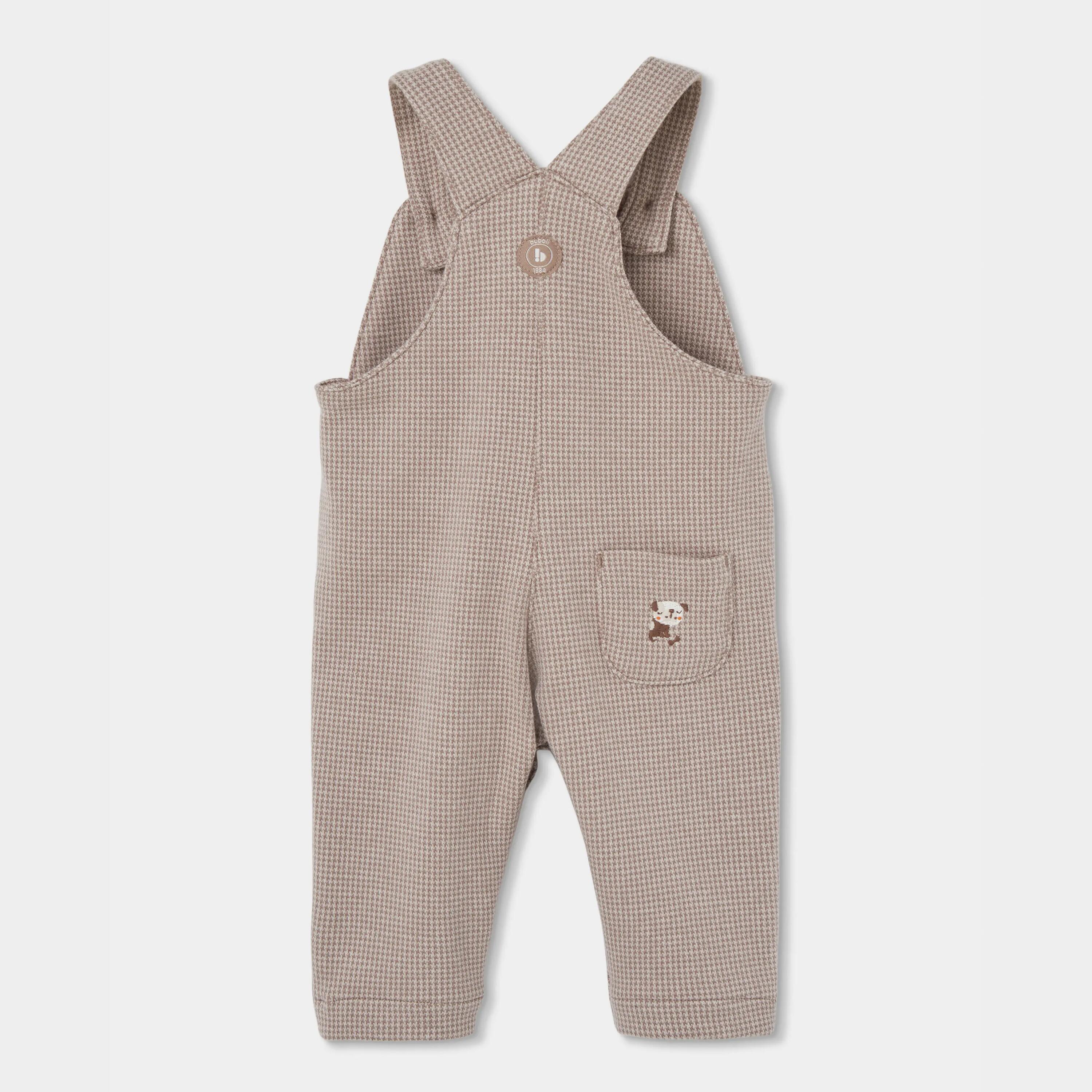 Conjunto punto bebé niño cuadros beige bordado perrito 6/7