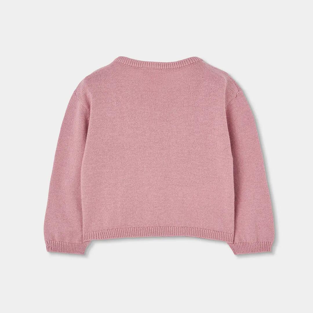 Chaqueta punto bebé niña rosa con volantes 2/4