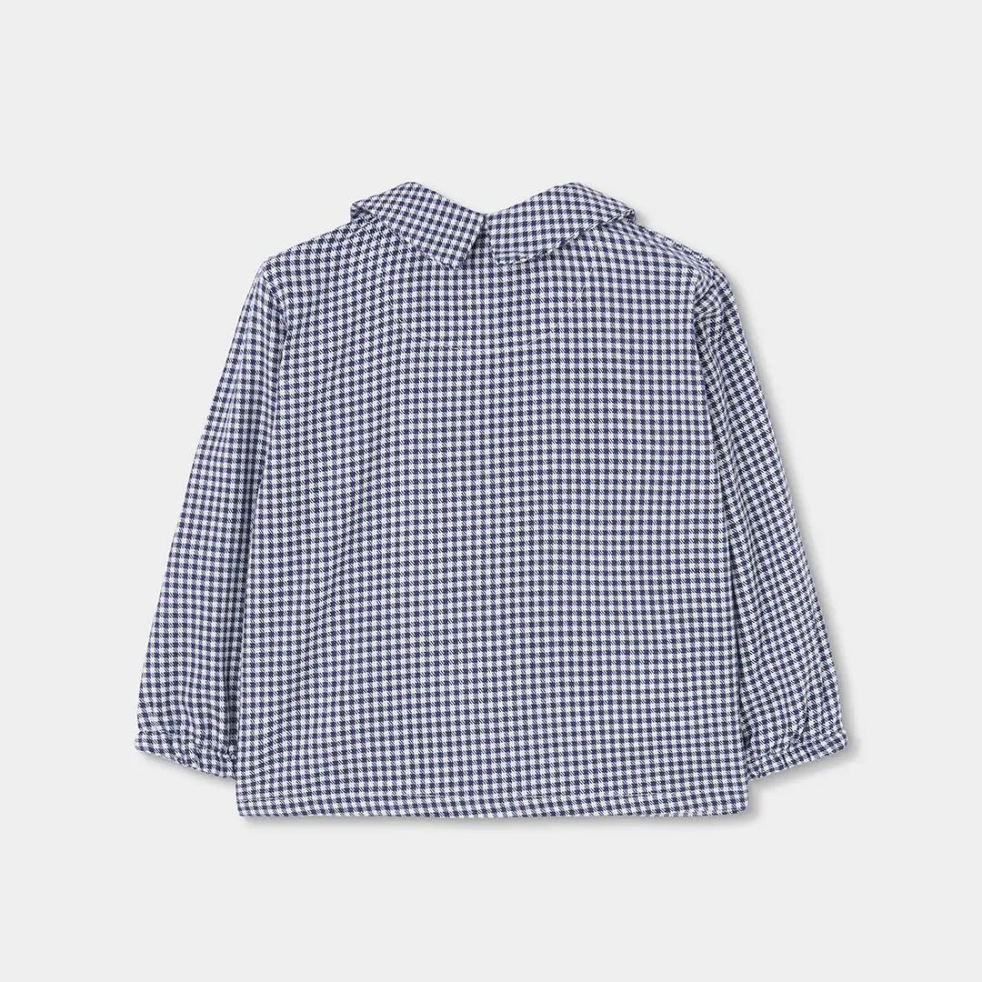 Conjunto bebé niño azul peto y camisa vichy 5/7