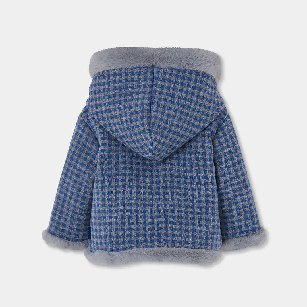 Chaqueta felpa bebé reversible cuadros azul gris 5/7